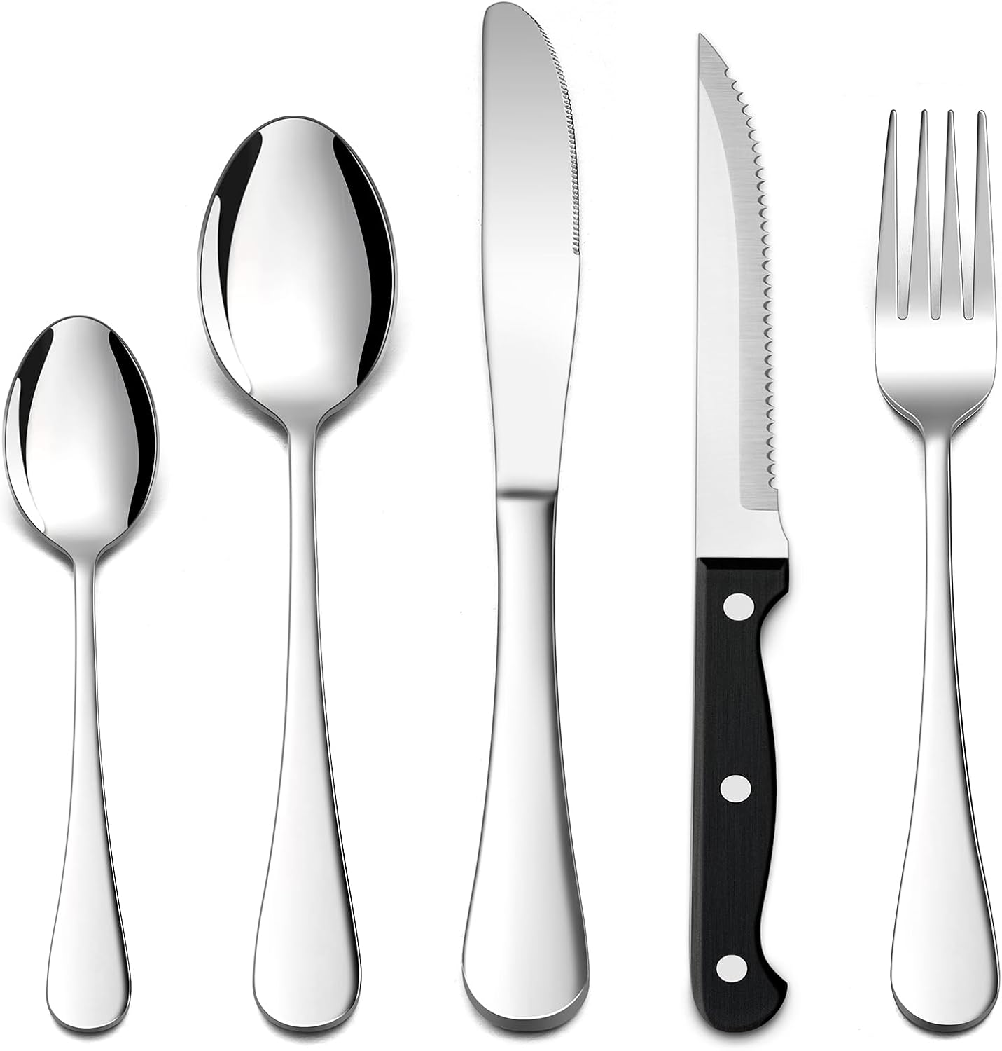 HaWare 30 Pcs Cutlery Set, 24 Pieces Stainless Steel Flatware Set with 6 Pieces...