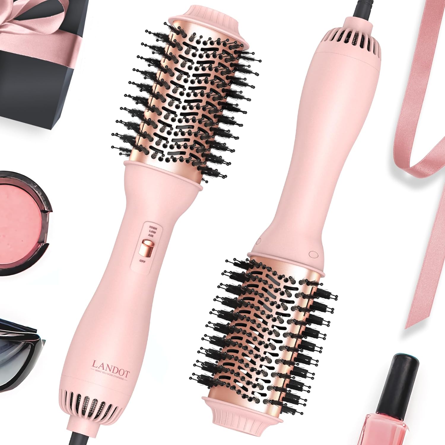 LANDOT Hot Blow Hair Dryer Brush: Upgraded Plus 2.0 Hot Air Brush - One-Step Hai...