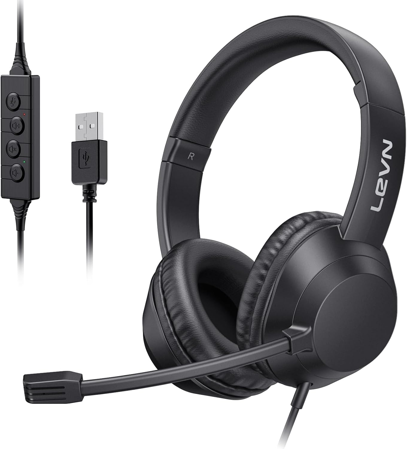 LEVN Headset with Mic, USB Headset with Microphone, Computer Headset with Noise...