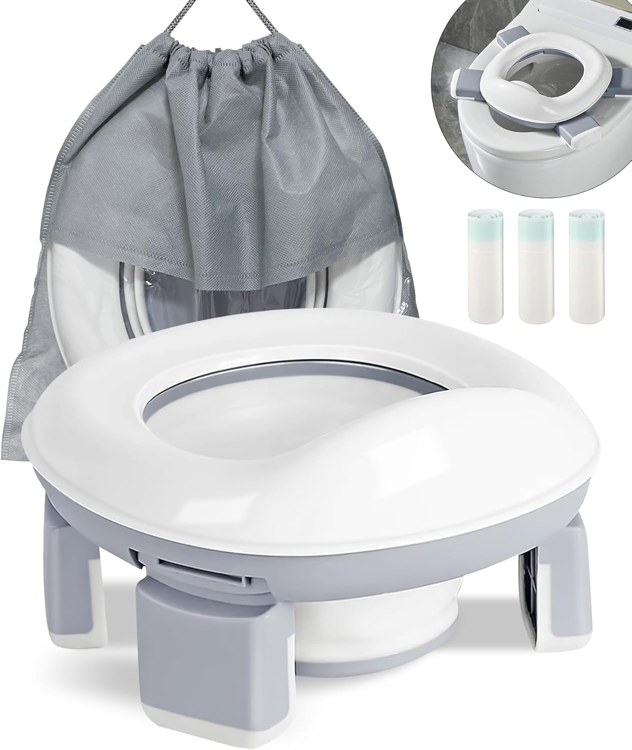 DEANIC 2-in-1 Travel Potty for Toddlers, Potty Training Toilet Seat for 1-4 Year...