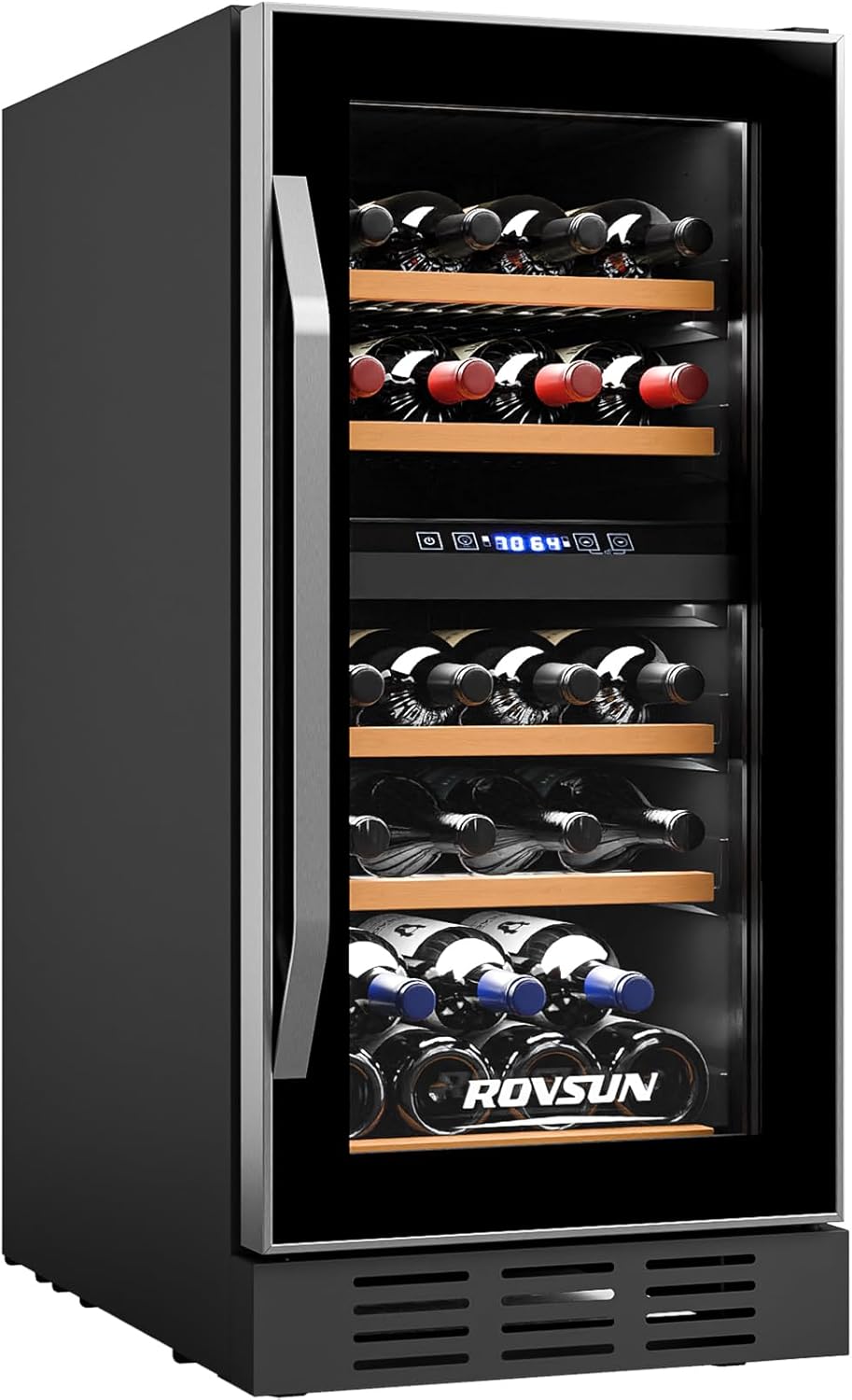 ROVSUN 26 Bottle Wine Fridge, Dual Zone Wine & Beverage Refrigerator w/Independe...