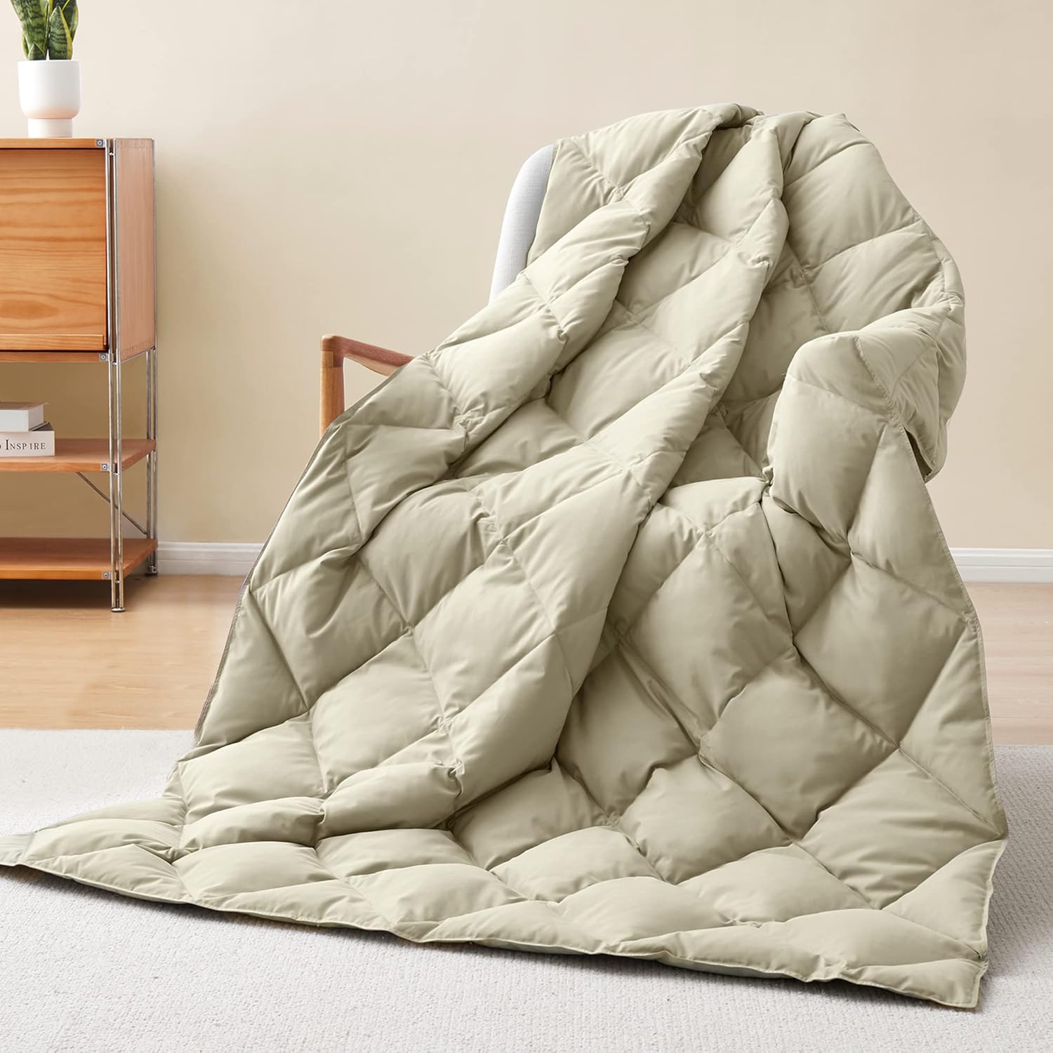 puredown® Down Throw Blankets for Couch, Lightweight Down Throw for Indoor and O...