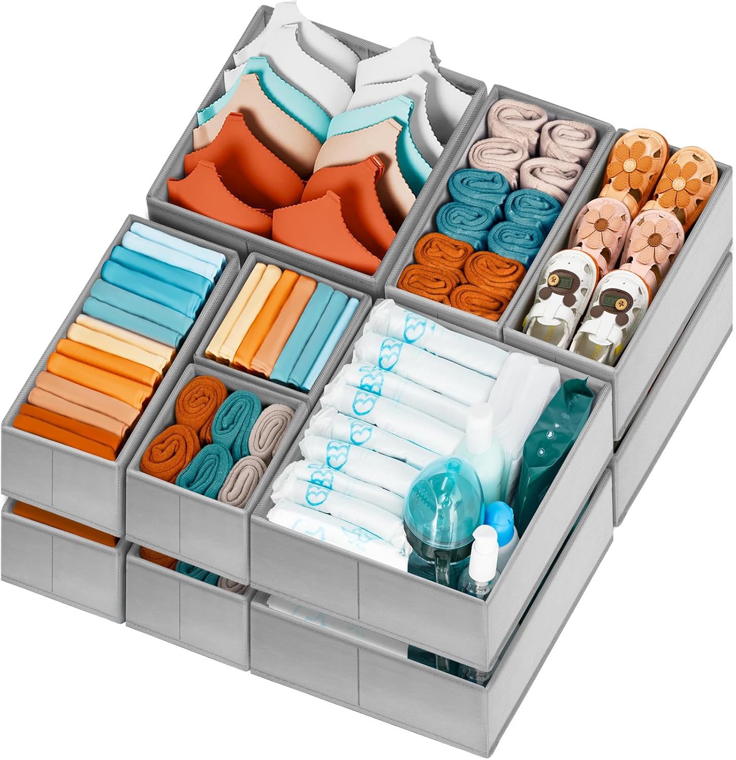Criusia Drawer Organizer Clothes 12 Pack -Dresser Organizer Bins for Closet Bedr...