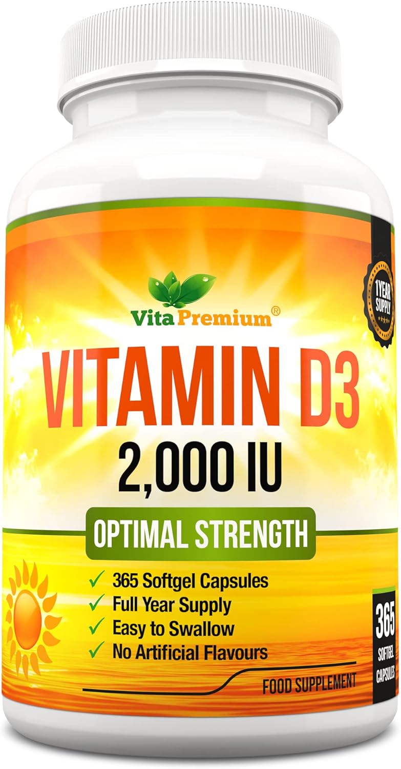 Vitamin D 2,000 IU, Optimal Strength Vitamin D3 Supplement, 365 Easy to Swallow...