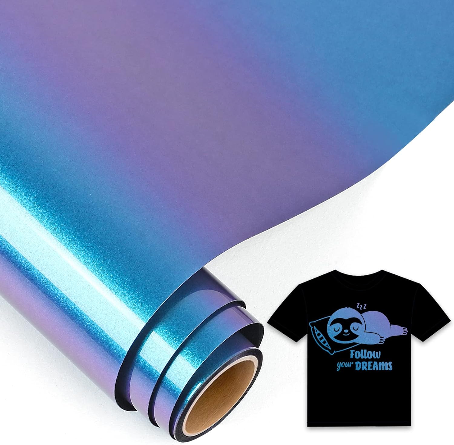 IModeur Chameleon Iron on Vinyl — 30.5 x 153 cm Violet to Royal Blue Heat Transf...