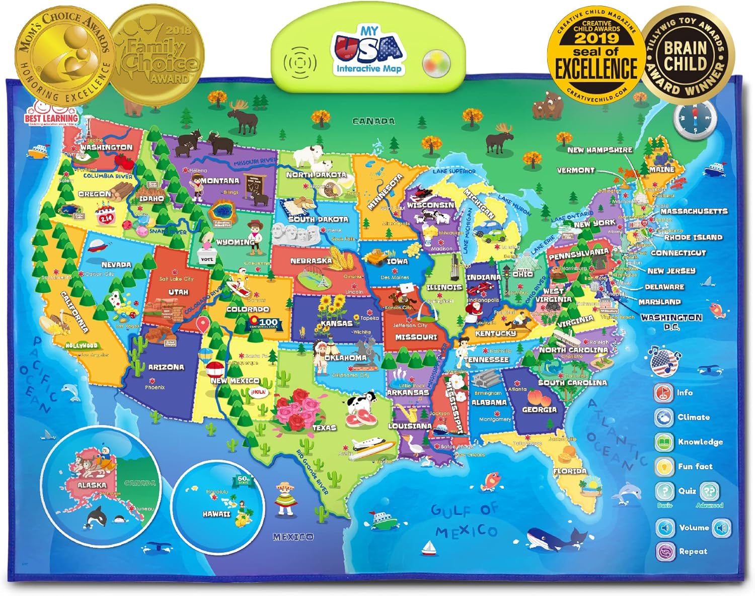 BEST LEARNING i-Poster My USA Interactive Map - Educational Smart Talking Poster...