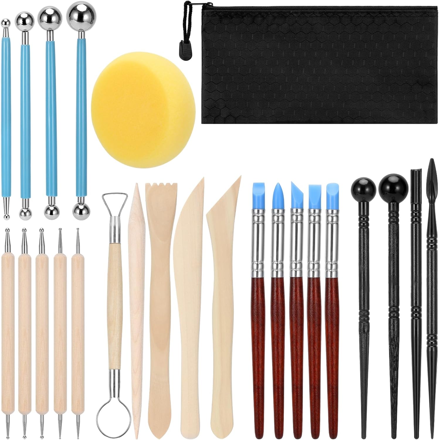 Blisstime Polymer Clay Tools 24pcs Air Dry Clay Tools, Dotting Tools Modeling Cl...