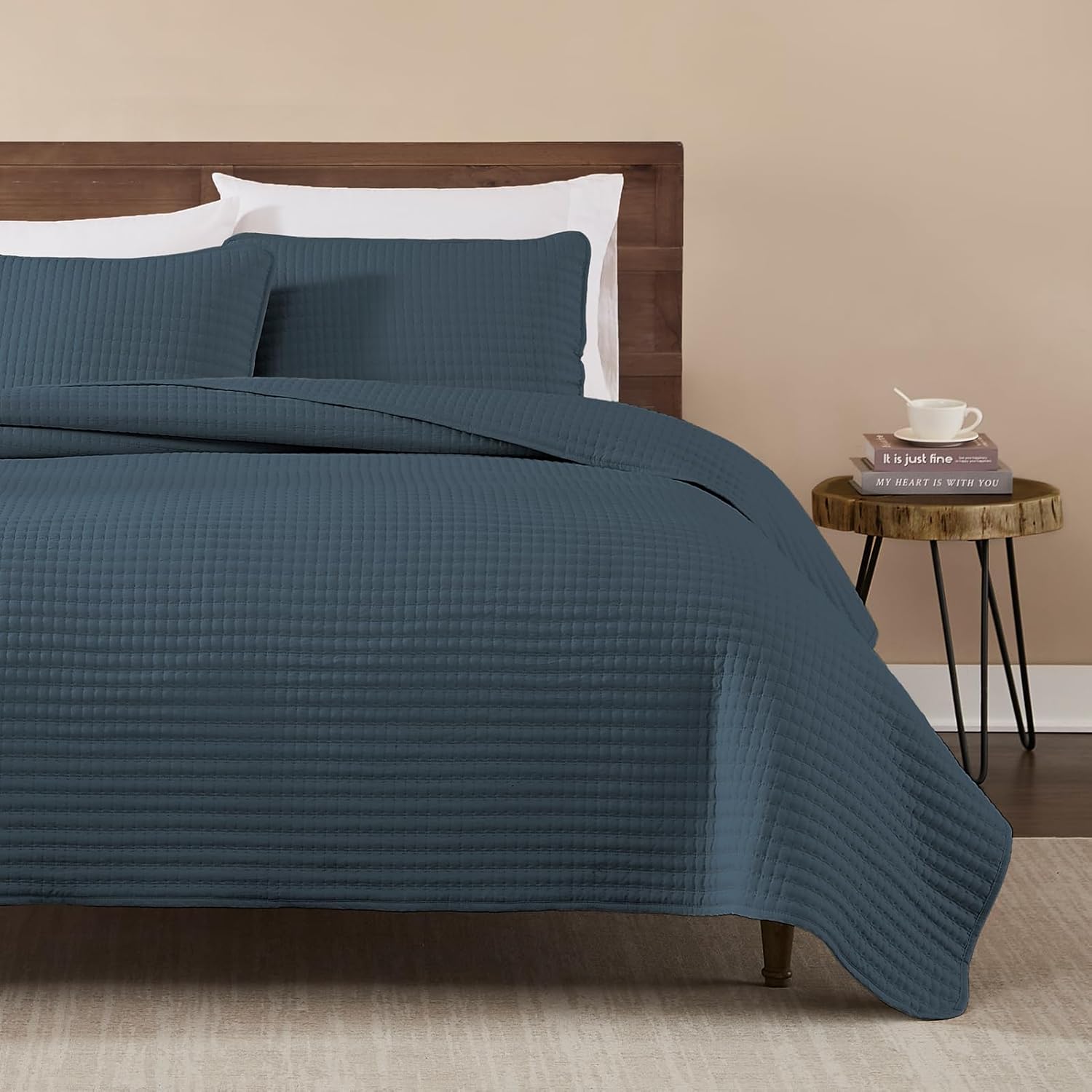 WRENSONGE Quilts King Size, 3 Pieces Blue Lightweight Soft Quilts King Size Sets...