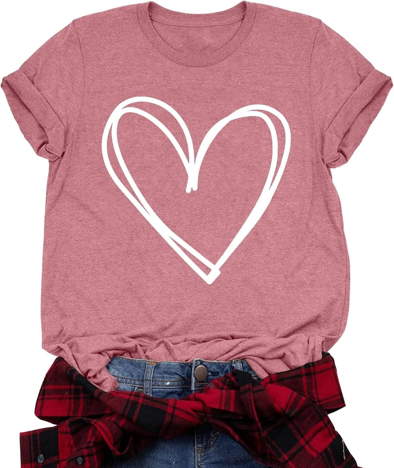 LAZYCHILD Valentines Day Shirts for Women: Cute Love Heart Shirt Valentine T Shi...