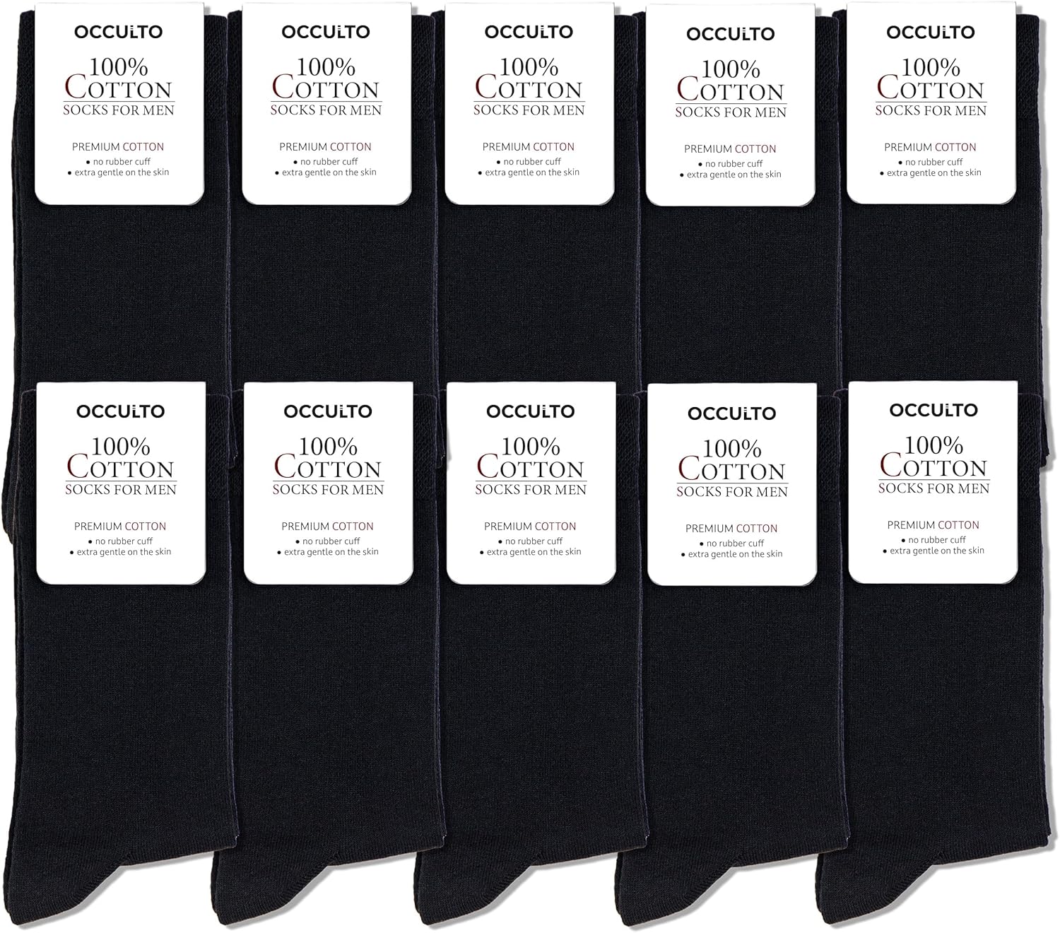 Occulto Men 100% Cotton Socks Pack of 10-20 (Model: Ingo) 6-8 10 Black