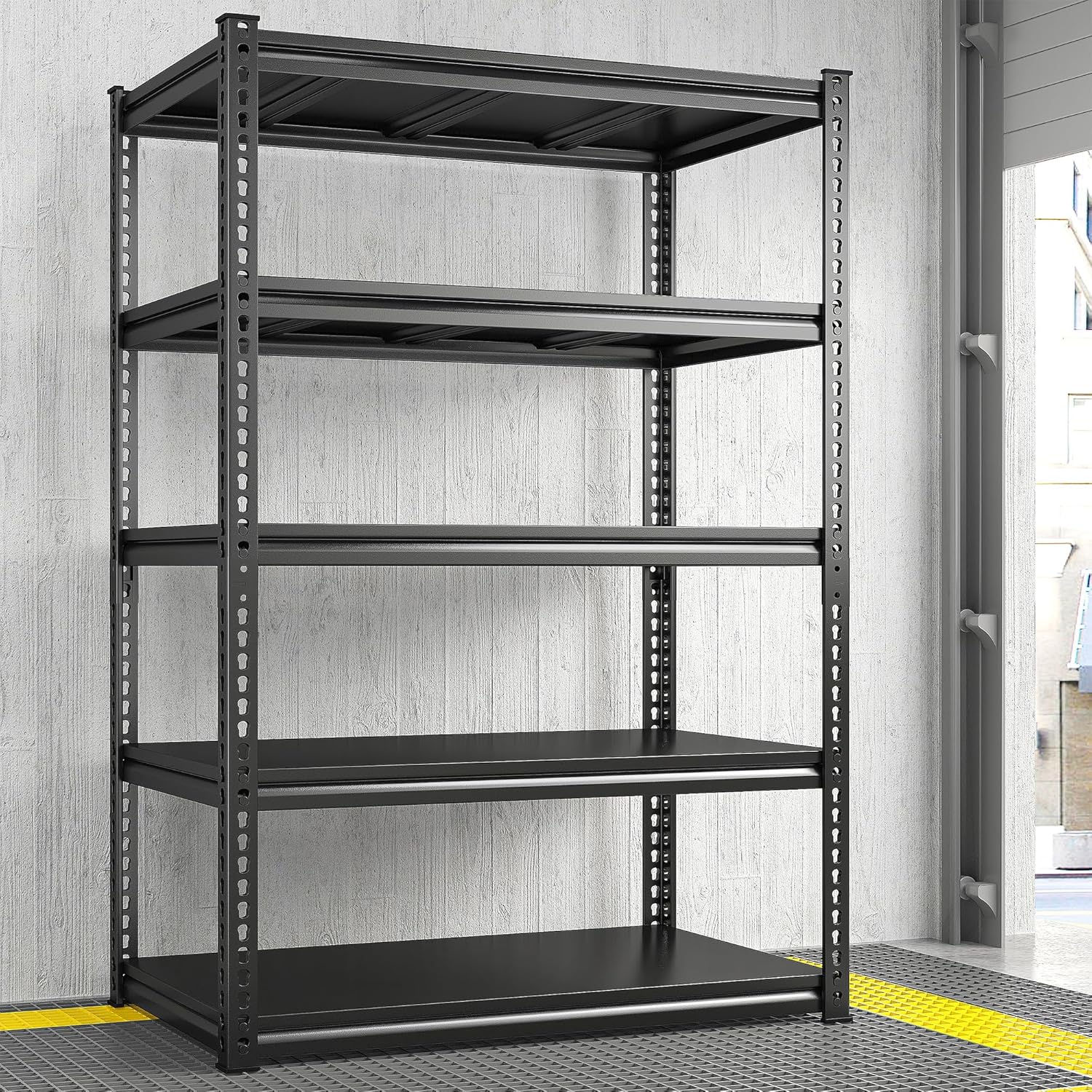 REIBII 72" H Garage Shelving Load 2500 Lbs Garage Storage Shelves Heavy Duty 5-T...