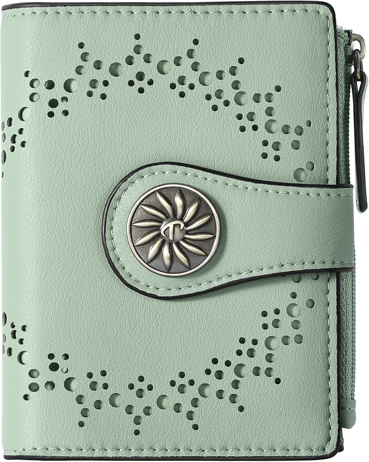 Small Wallet for Women Bifold RFID Blocking Card Holder Leather Wallets with Zip...