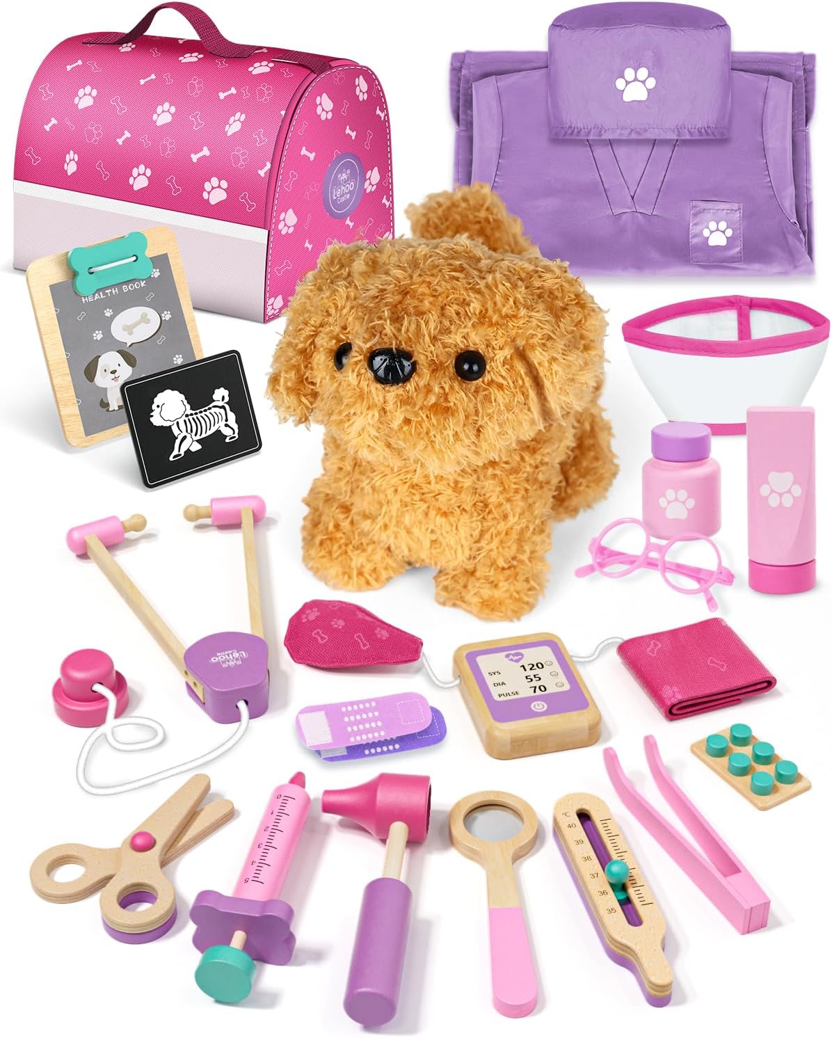 Lehoo Castle Wooden Doctors Set for Kids, Vet Set for Kids, 3 Year old Girl Gift...