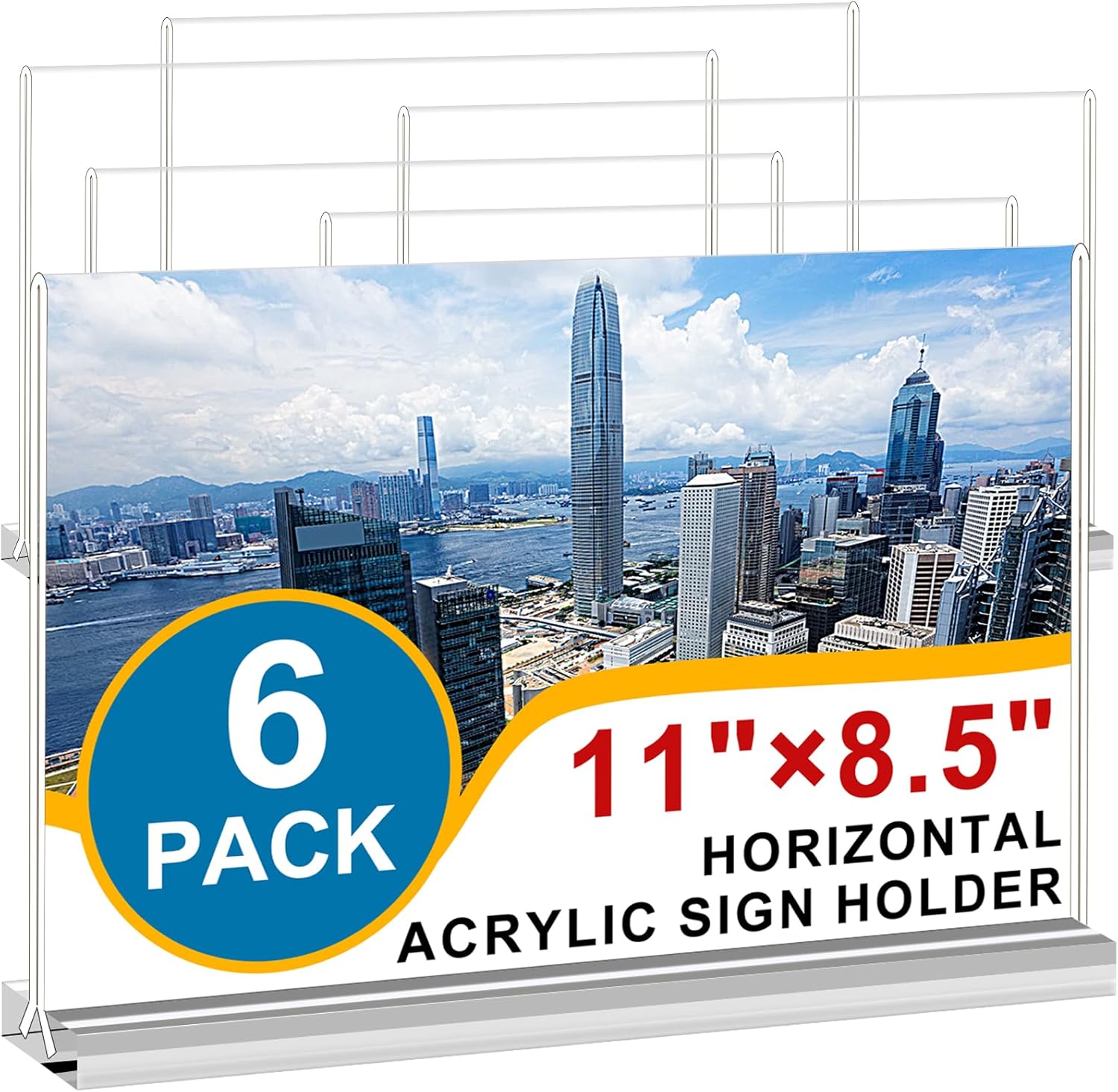 Arrobust Acrylic Sign Holder 8.5x11 Inches 6 Pack Horizontal, T -Shaped Double S...