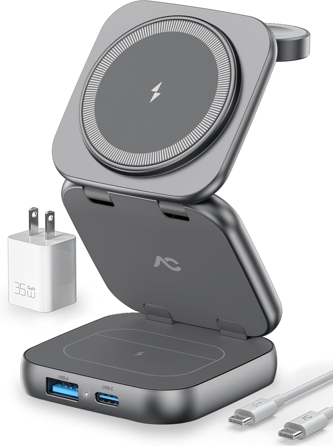 Wireless Charger for Magsafe, AC Island 5-in-1 Portable Charging Station, 15W Ma...