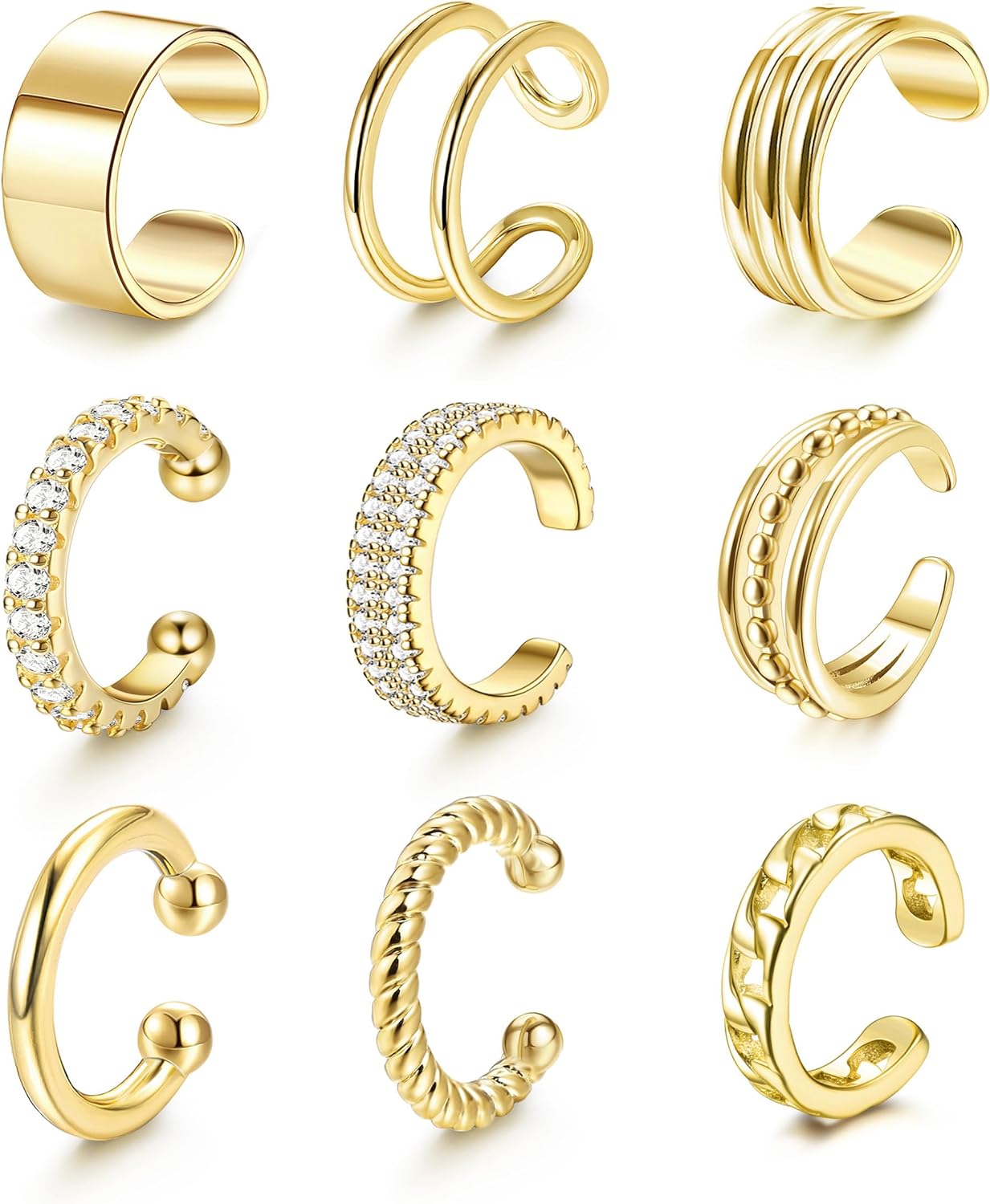 LOLIAS 𝐄𝐚𝐫 𝐂𝐮𝐟𝐟 𝐄𝐚𝐫𝐫𝐢𝐧𝐠𝐬 for Women Non Piercing Gold Ear Cuffs 𝟏𝟒𝐊 𝐆𝐨𝐥𝐝 𝐏𝐥𝐚𝐭𝐞𝐝 E...