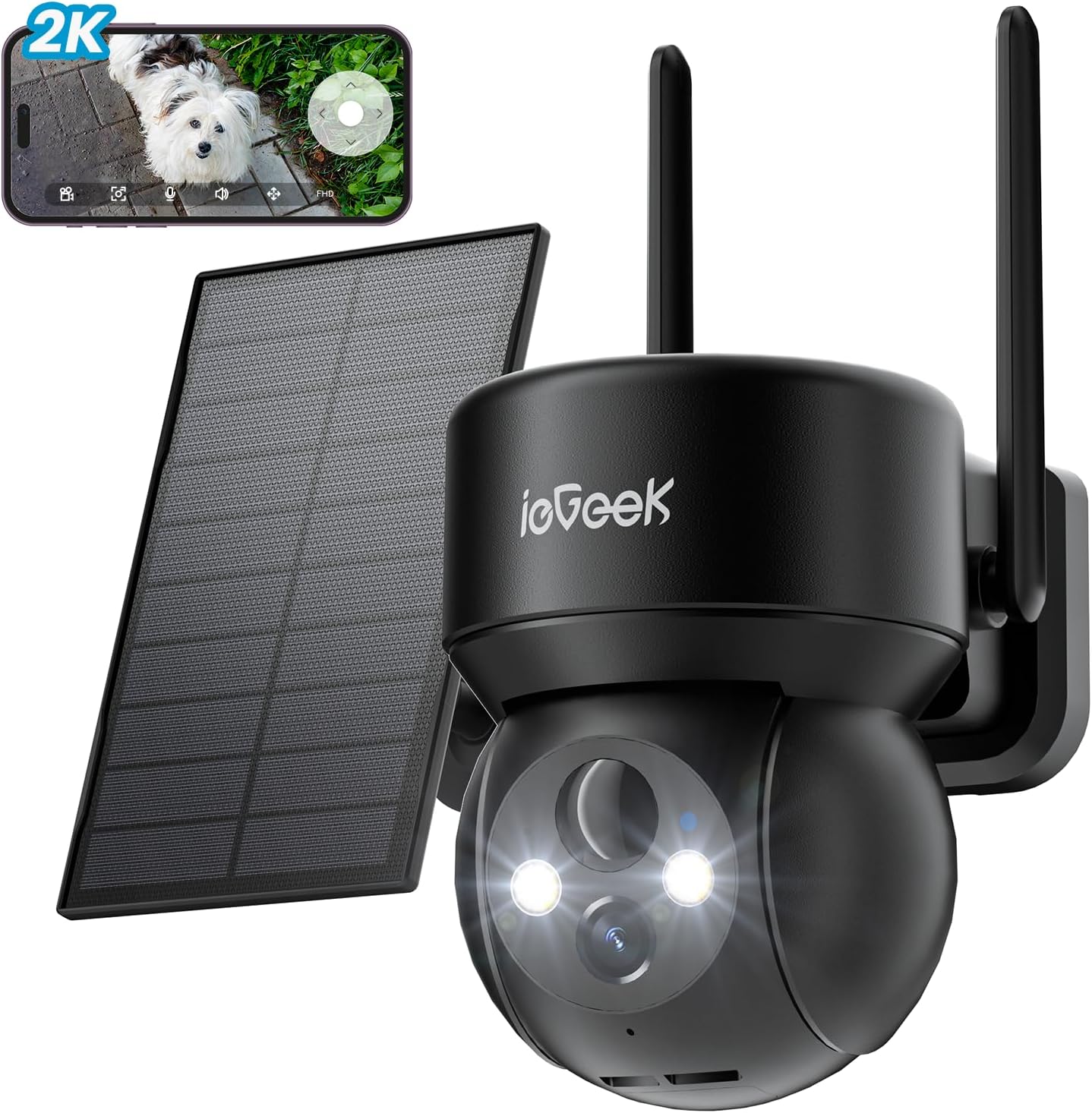 ieGeek 360¡ãWireless Solar Camera - 2K Solar Security Camera Outdoor with 5200mA...