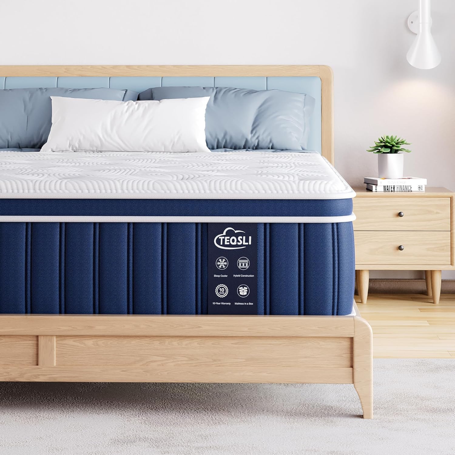 TeQsli 6FT Super King Mattress, 10.6 Inch Memory Foam Sprung Hybrid Mattress for...