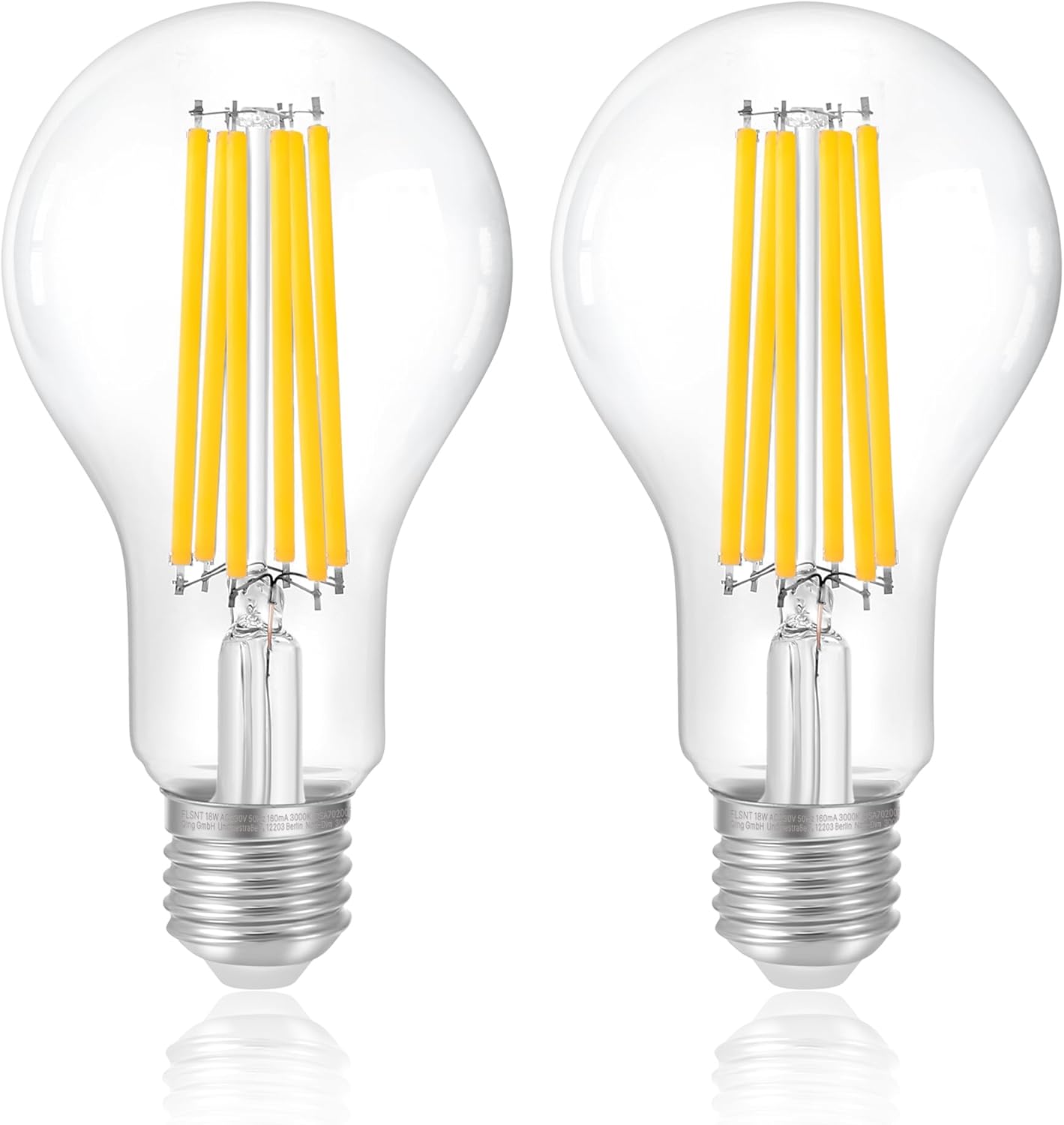 FLSNT E27 Screw Bulb 200W Equivalent, 3000LM Ultra Bright LED Light Bulb, 18W A7...