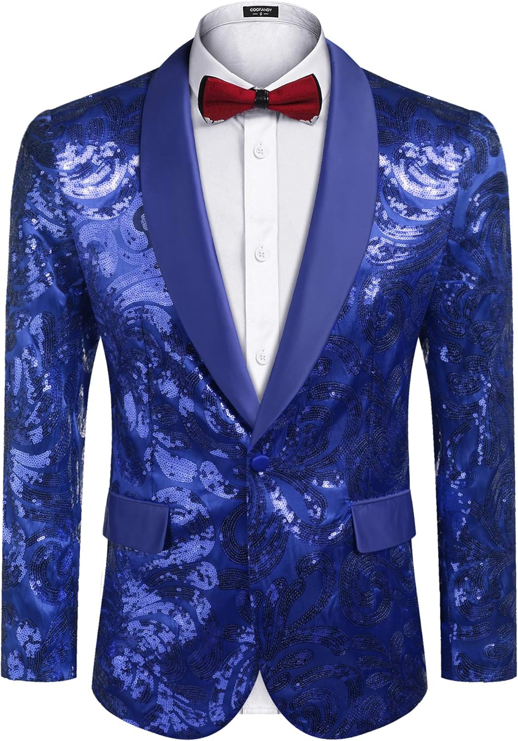 COOFANDY Men's Sequin Blazer Sparkly Glitter Jacket Shiny Floral Suit Jacket Sty...