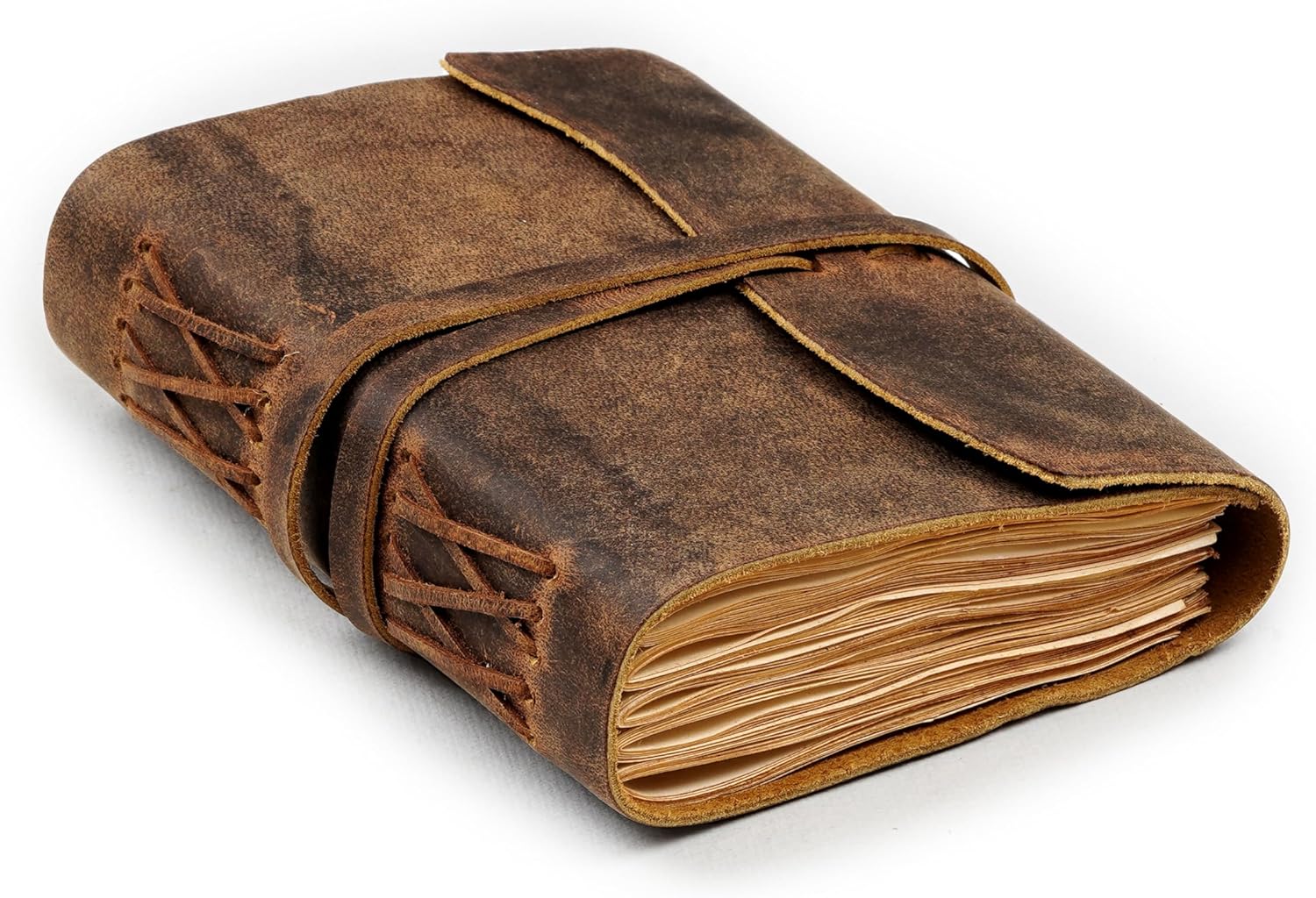 LEATHER VILLAGE Leather Bound Journal - Rustic Brown, 7"X5", 220 Pages - Vintage...