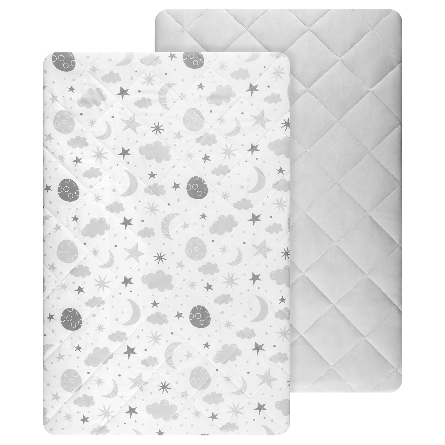 TILLYOU Pack and Play Sheets Pad 2 Pack - Waterproof Play Yard Playpen Sheets Pa...