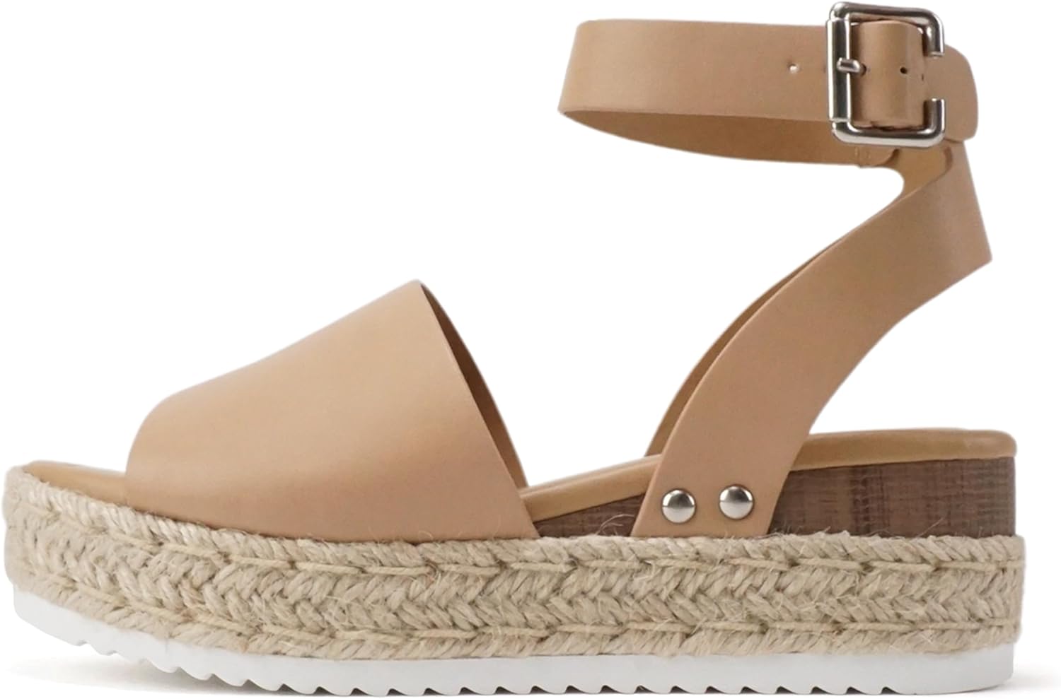Soda Topic Open Toe Buckle Ankle Strap Espadrilles Flatform Wedge Casual Sandal...