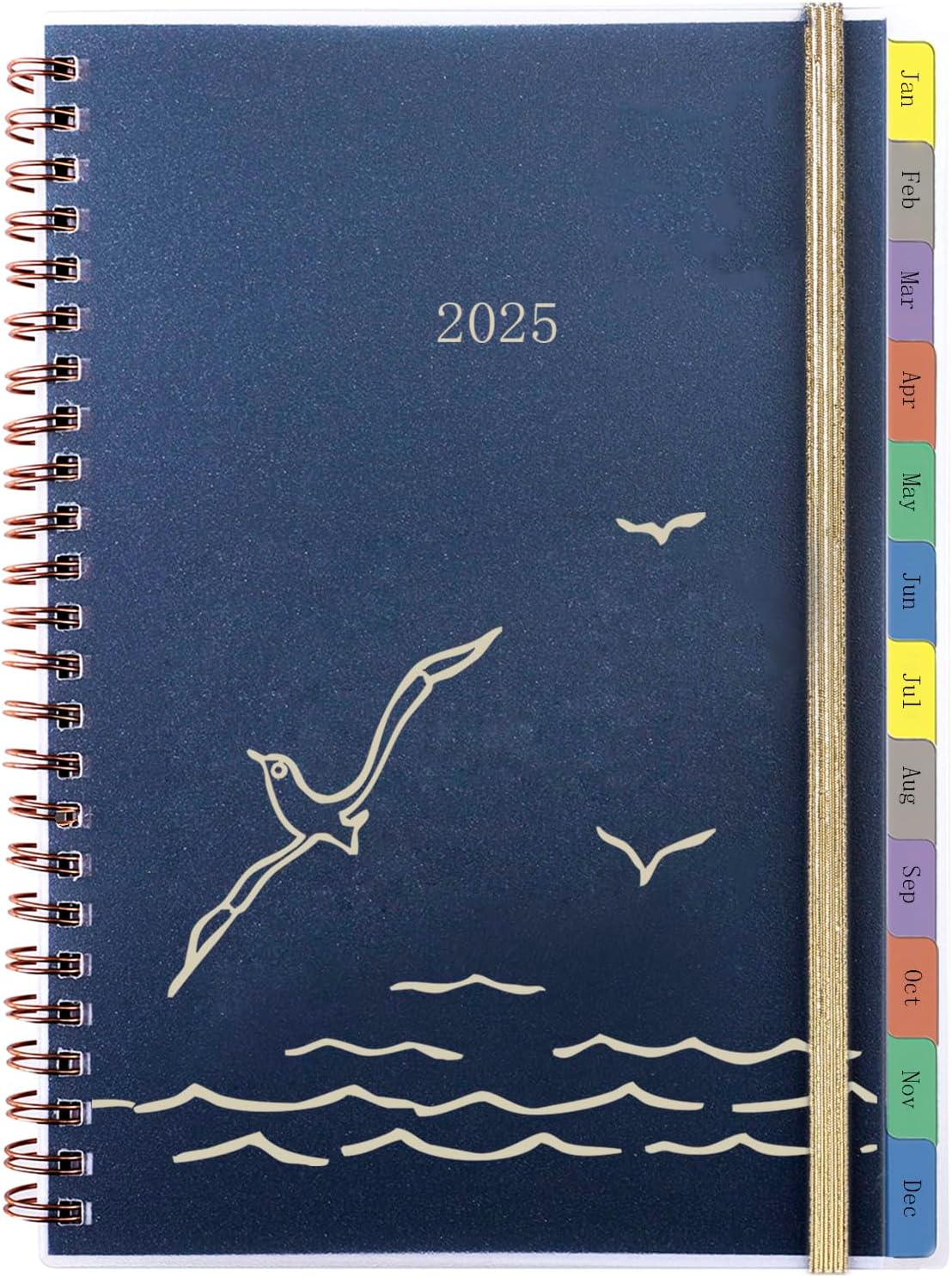 YHH Diary 2025 Week to View A5, Elastic Monthly & Weekly Planner with Tabs, Back...