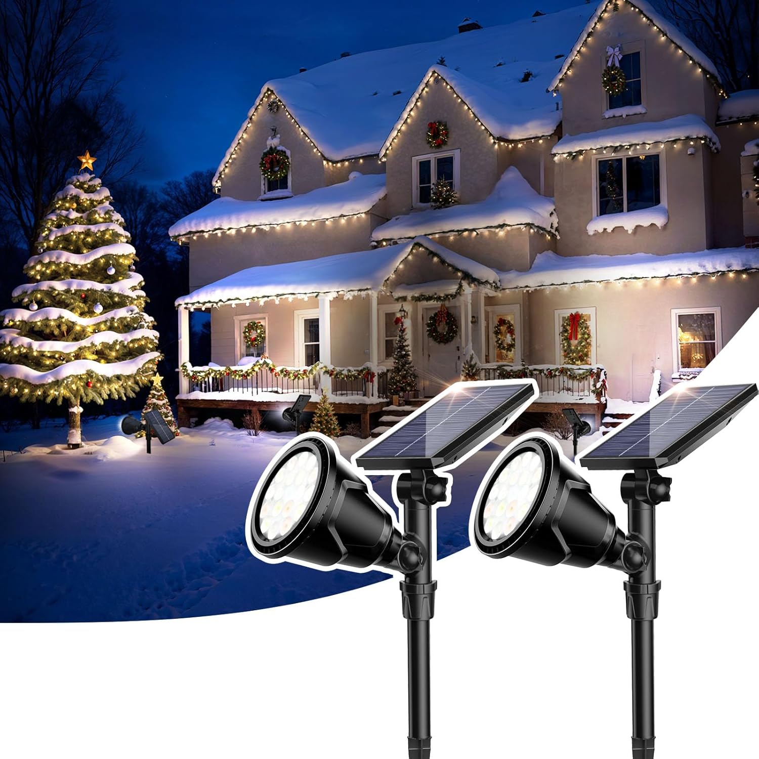 ROSHWEY Solar Spot Lights Outdoor, 600LM Solar Flood Lights Waterproof Solar Spo...