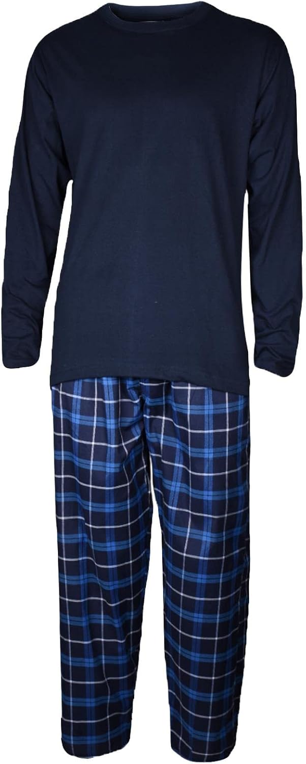 Mens Pyjama Set Tshirt Pyjamas Men Pjs Loungewear Check Woven Sleepwear Pajama B...