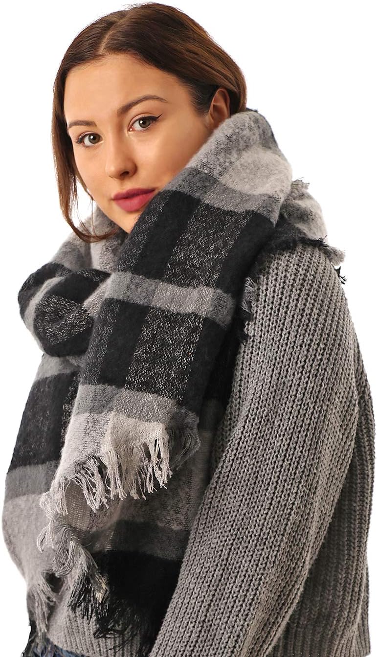 Style Slice Women's Tartan Scarf Thick Warm Blanket Ladies Scarves, Plaid Check...