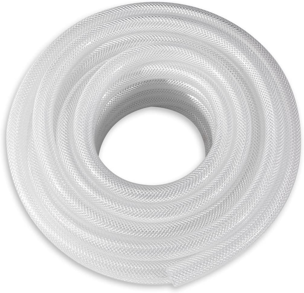 DAVCO 3/8" ID × 100 ft Heavy Duty Braided Clear Plastic Vinyl Tubing, Flexible H...