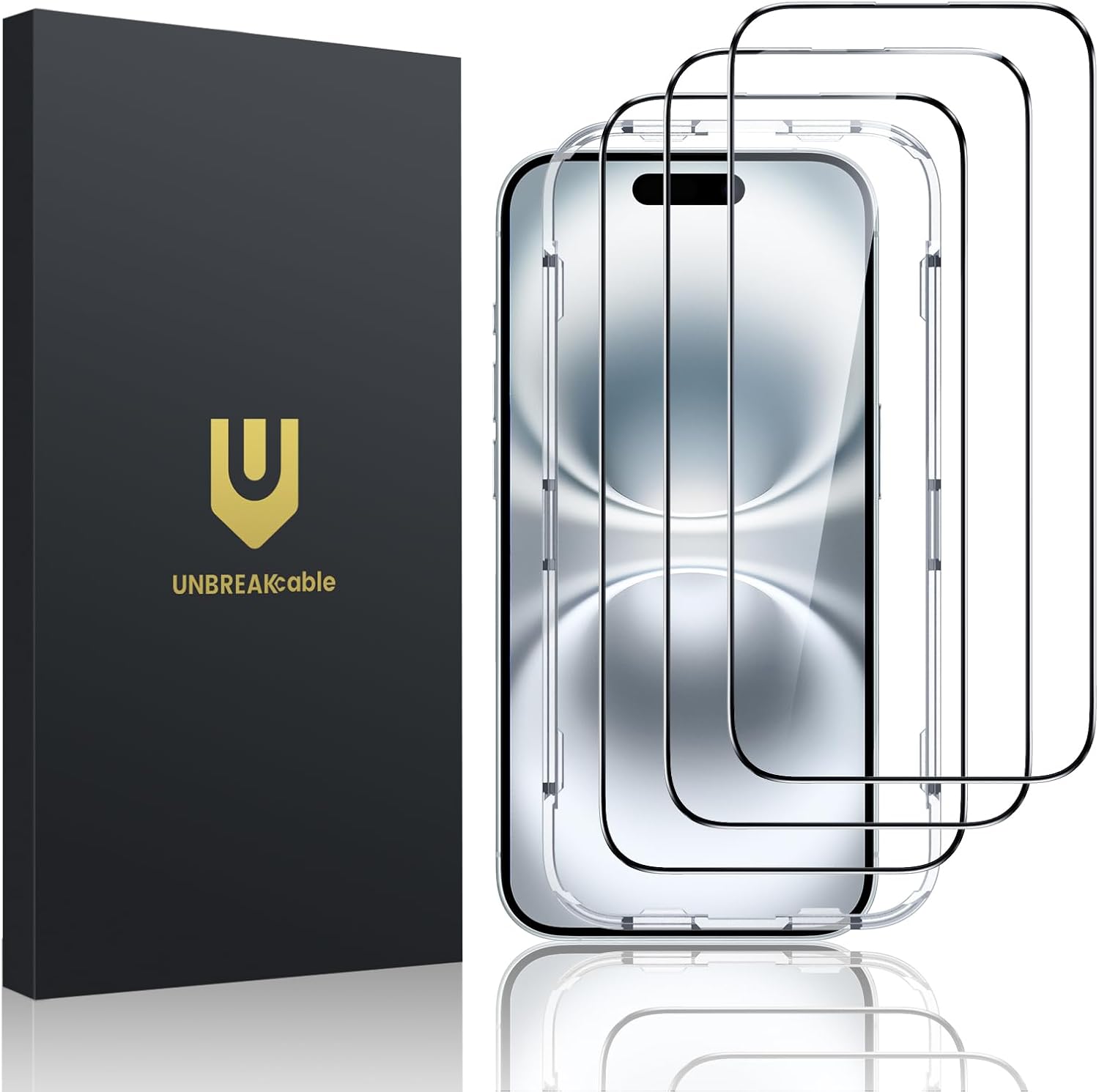 UNBREAKcable Screen Protector for iPhone 16 Plus/15 Plus [3-Pack] Full Coverage...