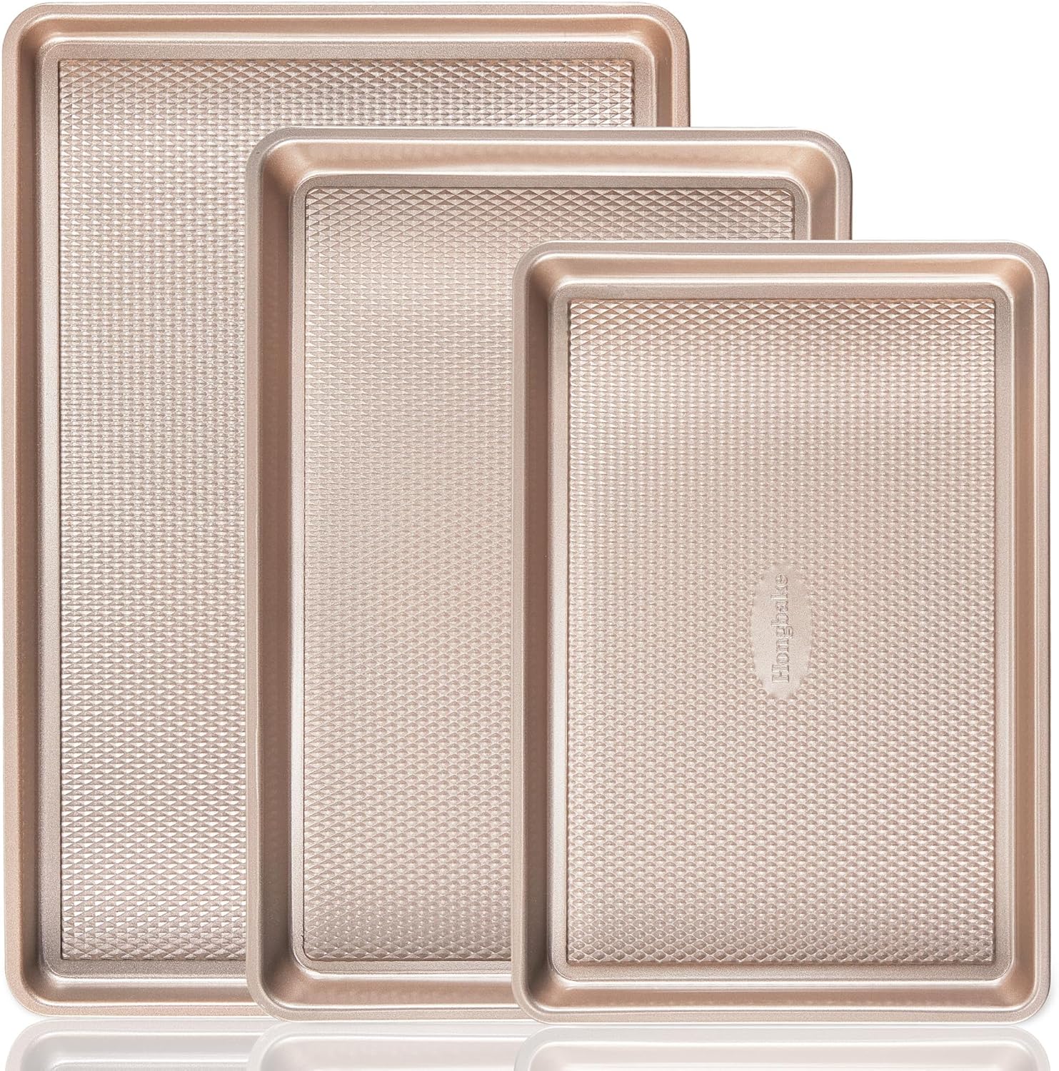 HONGBAKE Baking Sheet Pan Set, Cookie Sheets for Oven, Nonstick Half/Quarter/Jel...