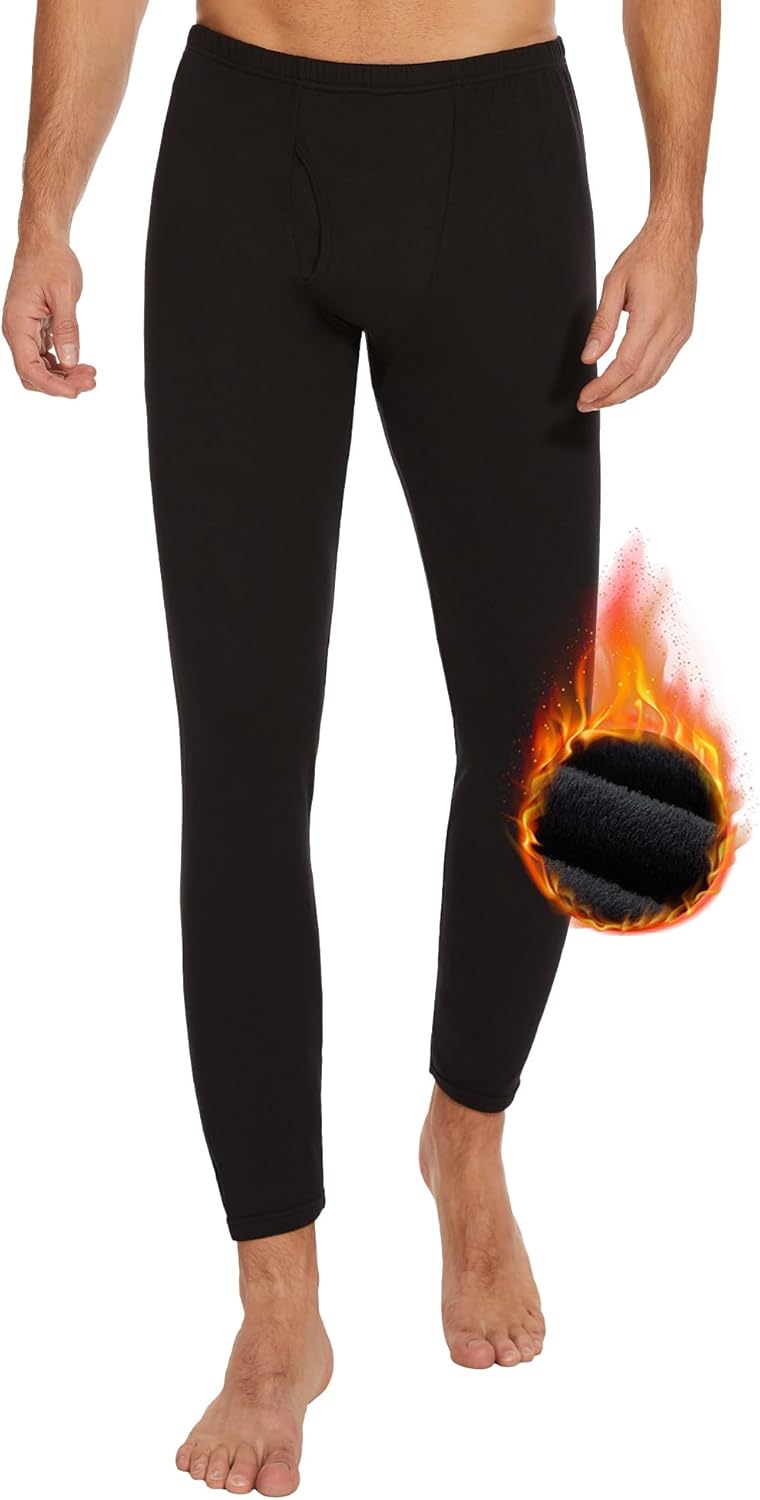 HIPOWER Men's Thermal Underwear Long Johns Bottoms Fleece Lined Pants Base Layer...