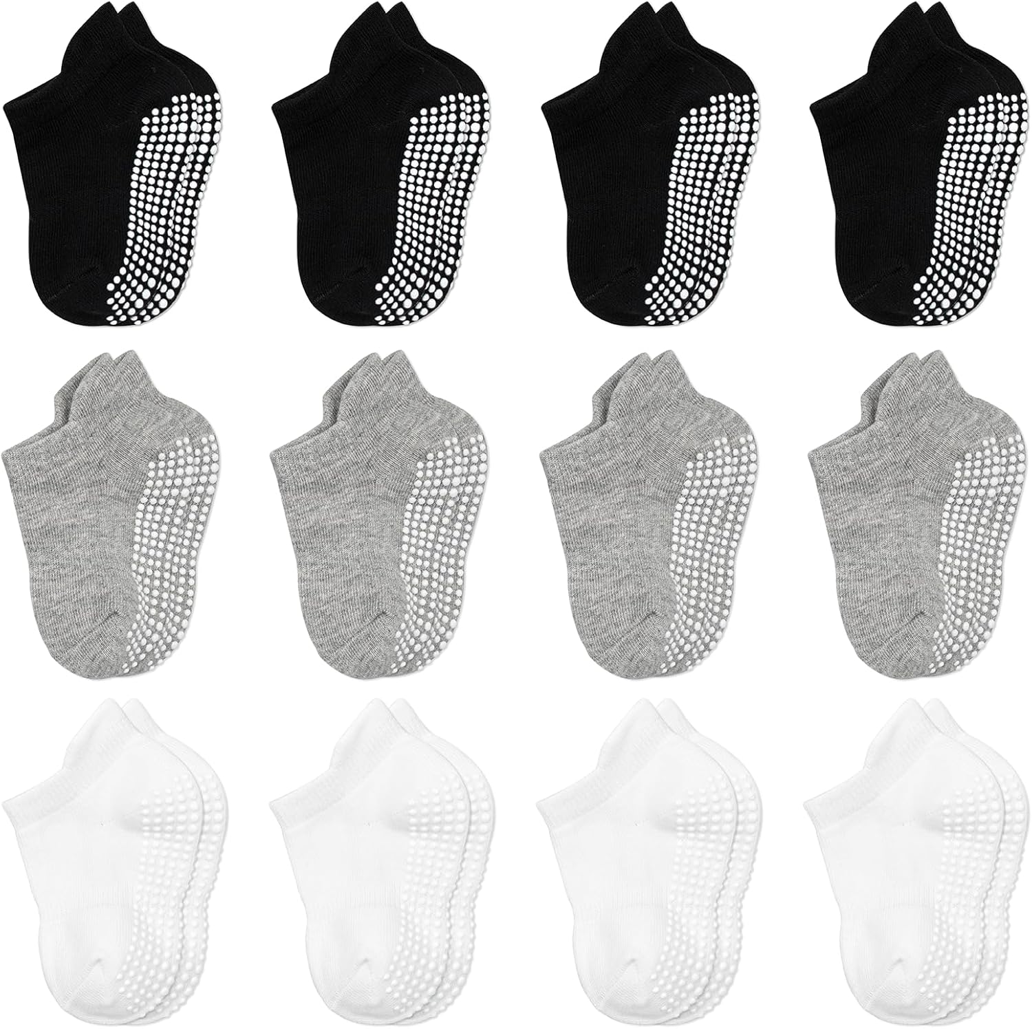 Baby Socks Toddler Socks Non Slip Grip Ankle Socks with Non Skid Soles 12 Pack f...