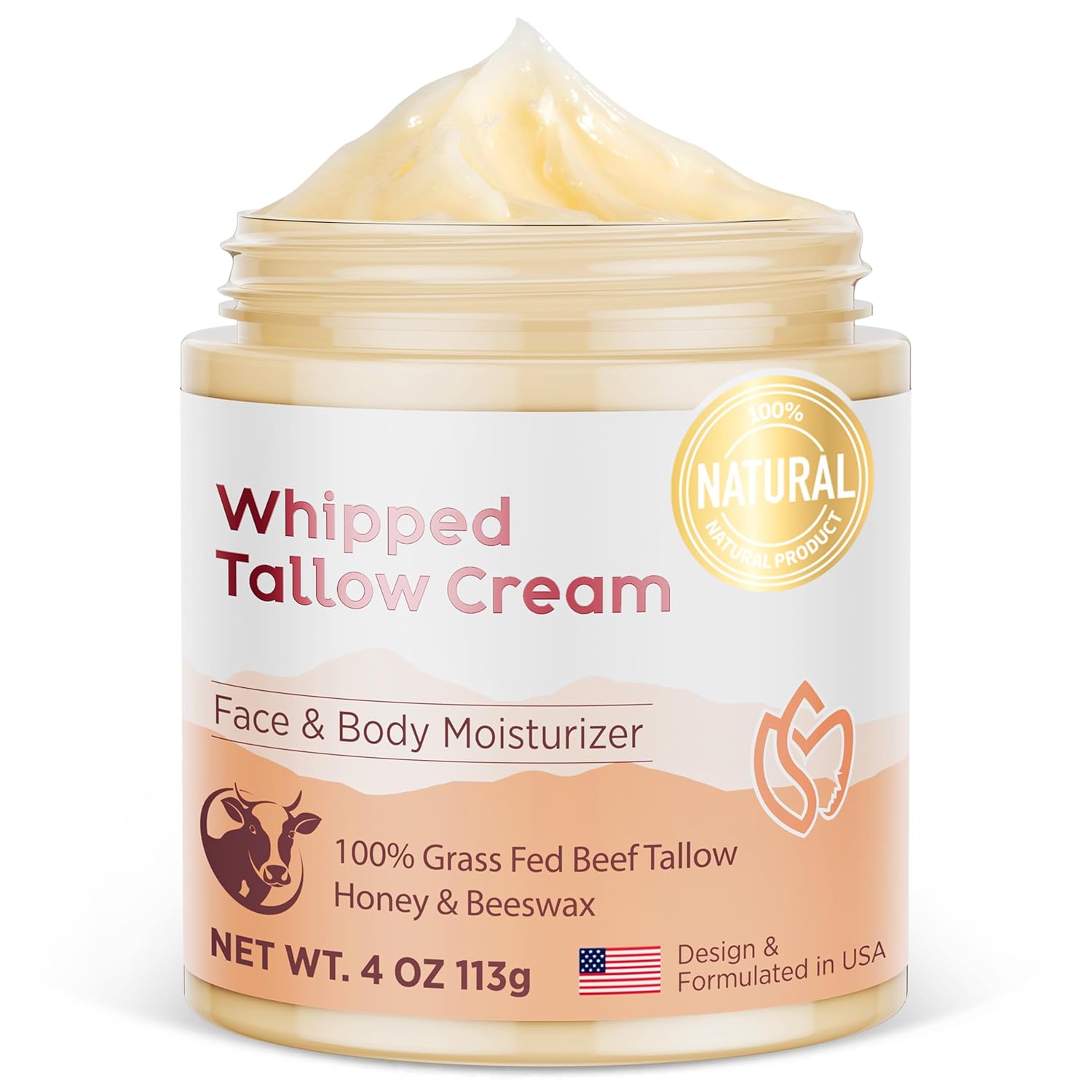 Beef Tallow Balm for Skin - Grass fed beef tallow honey moisturizer for face bod...