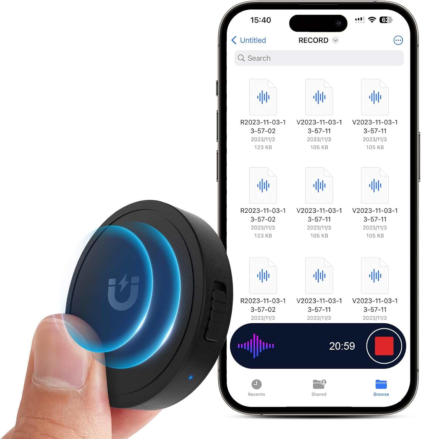 132G (9800 Hour) Voice Activated Recorder - Elasound Voice Recorder with AI-Inte...