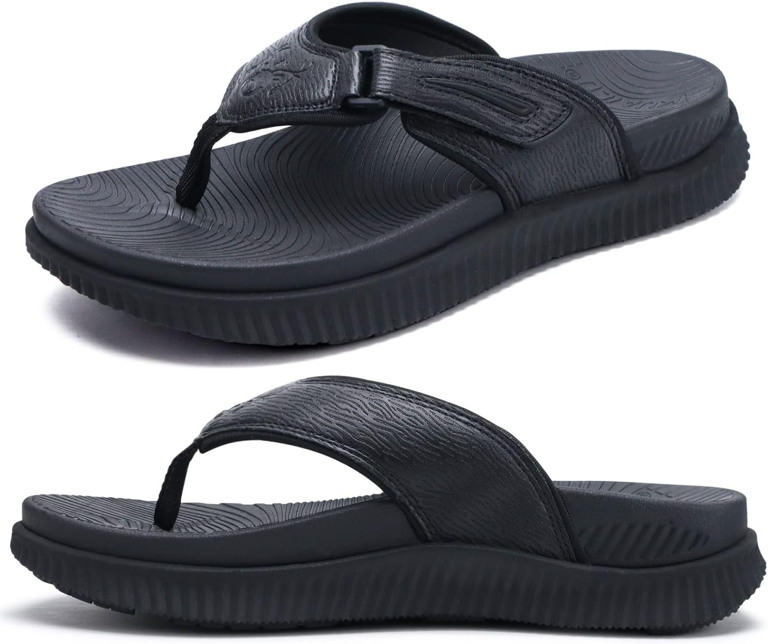 KuaiLu Mens Orthotic Flip Flops Men's Recovery Walking Sandals Adjustable Thick...