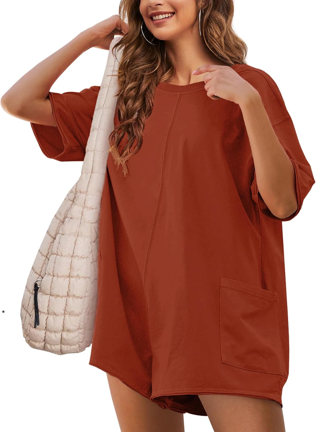 Yeokou Rompers for Women Casual Short Sleeve Oversized Athletic Workout Reversib...