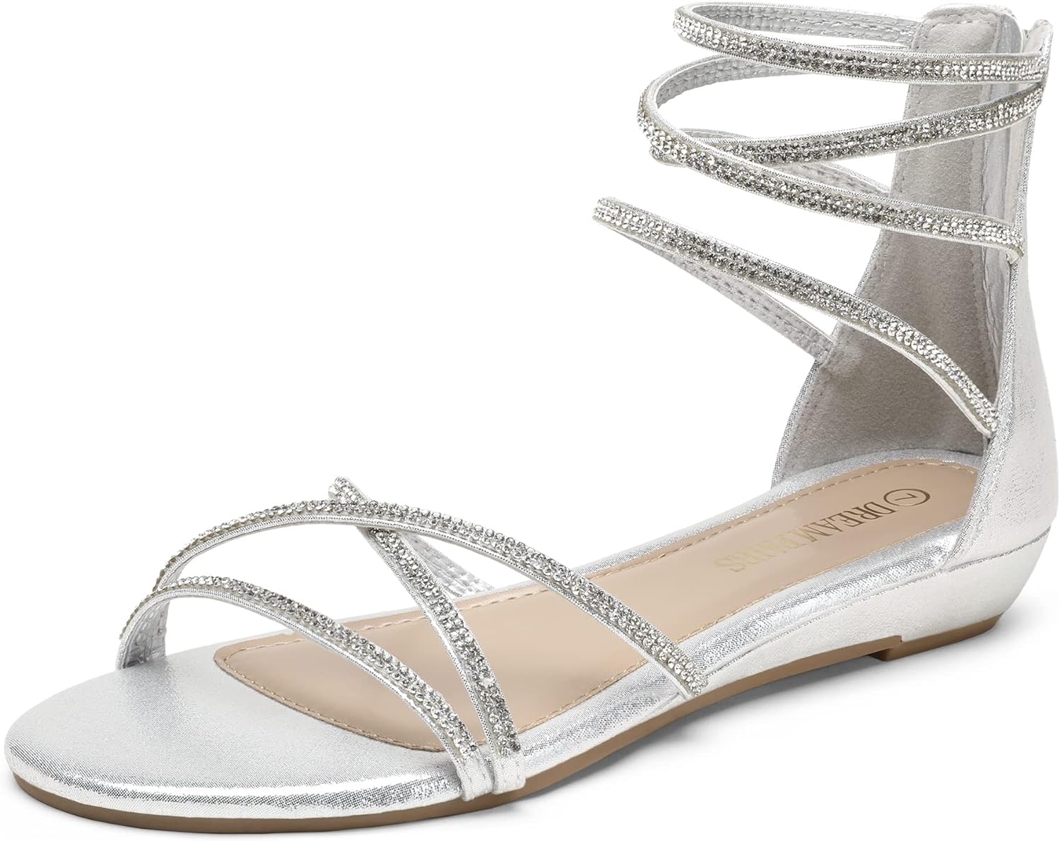 DREAM PAIRS Women's Ankle Strap Flat Sandals Summer Dressy Strappy Gladiator Rhi...