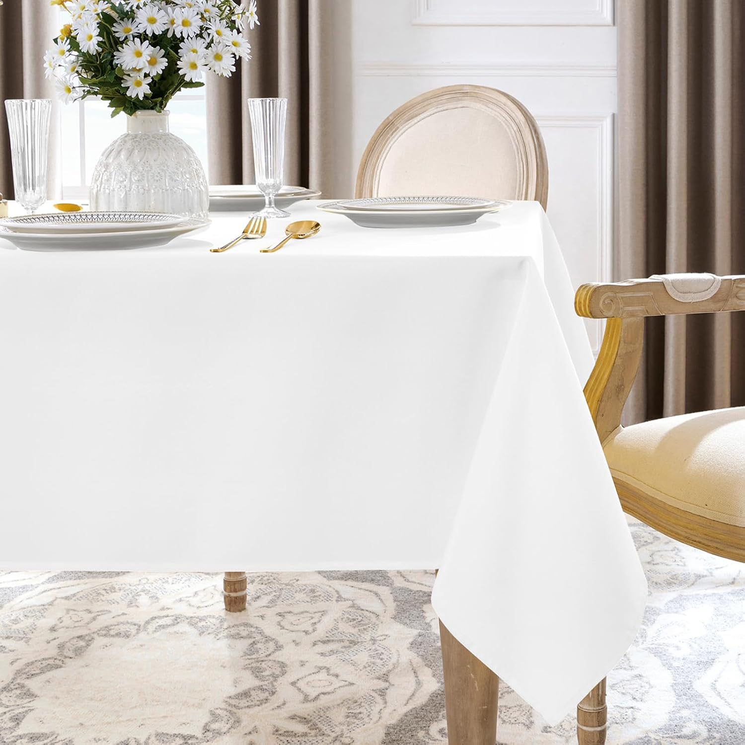 Softalker White Table Cloth Wipe Clean large 137x274 CM Water Resistant Tableclo...
