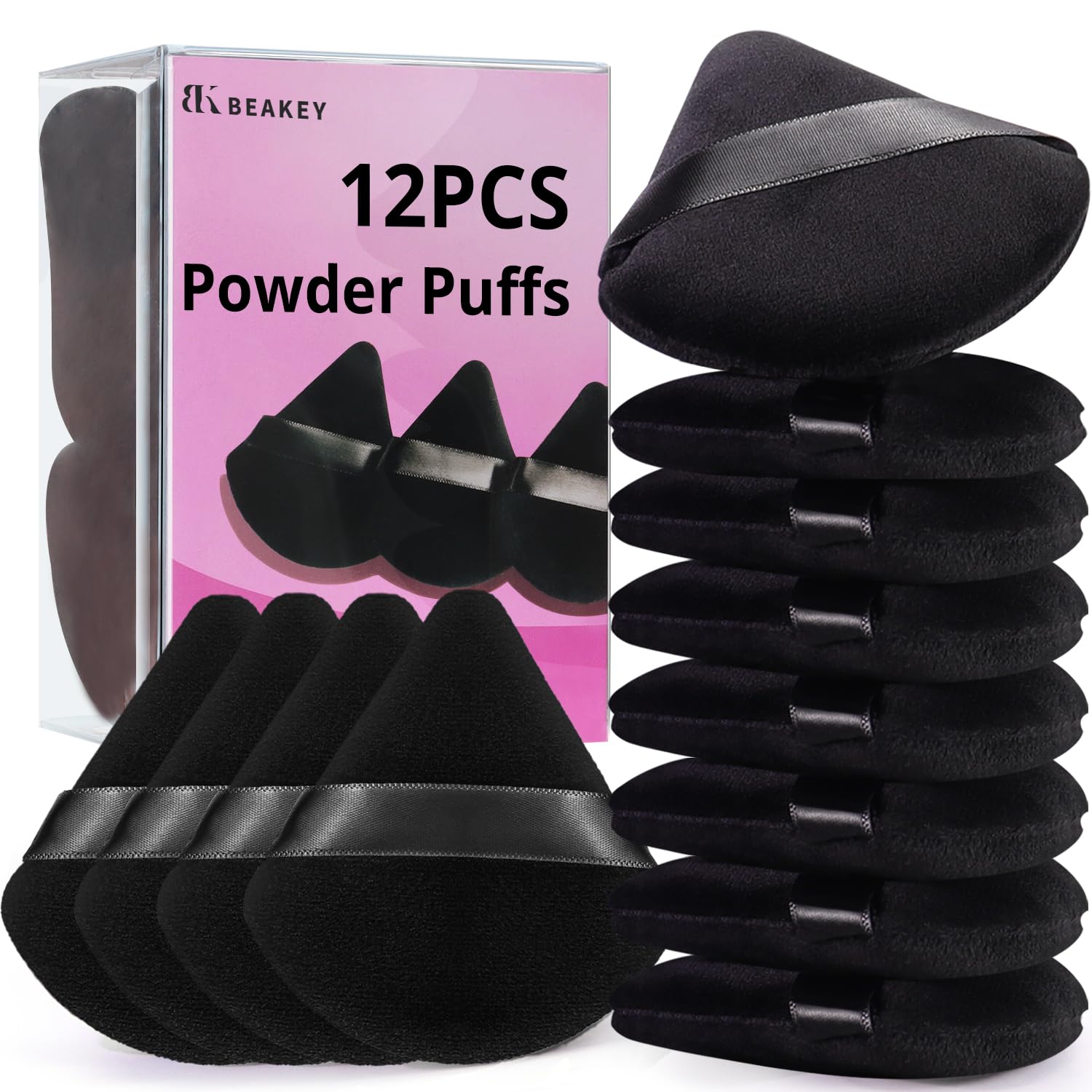 BEAKEY 12pcs Powder Puffs for Face Powder Triangle Powder Puff for Loose and Cos...