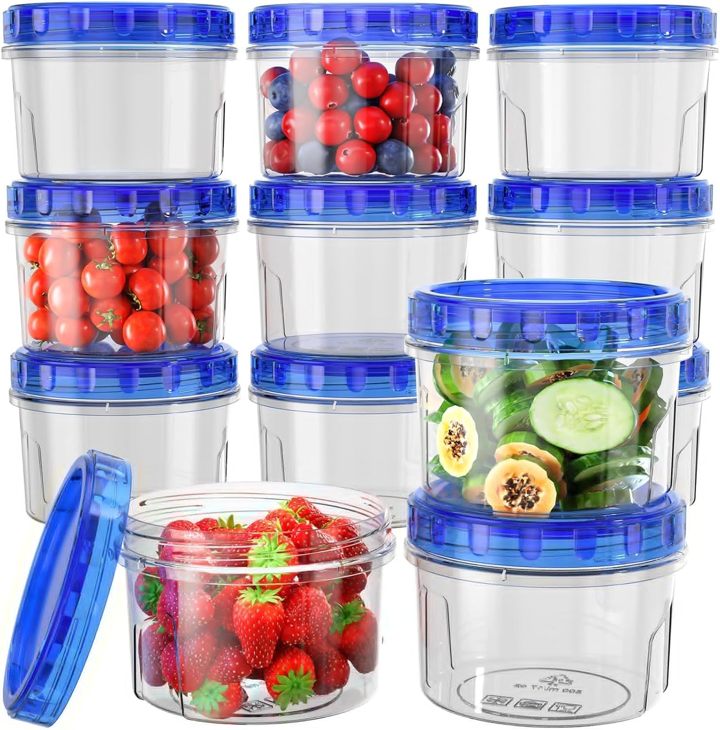Freezer Storage Containers, [12 Pack-16 Oz] Airtight Plastic Food Storage Contai...