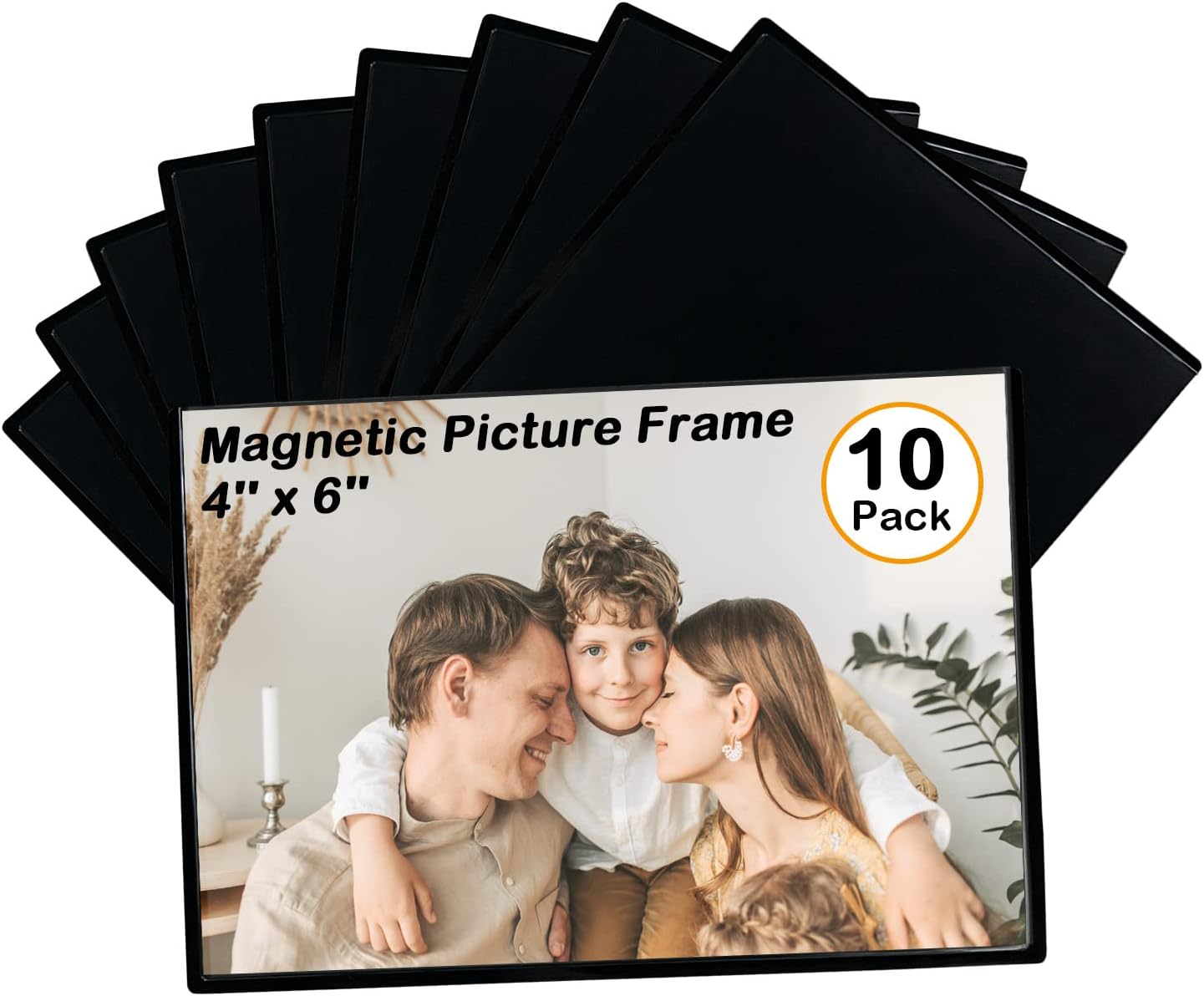 Mingting Magnetic Picture Frame, Holds 4x6 Inches Pictures, Reusable Black Magne...