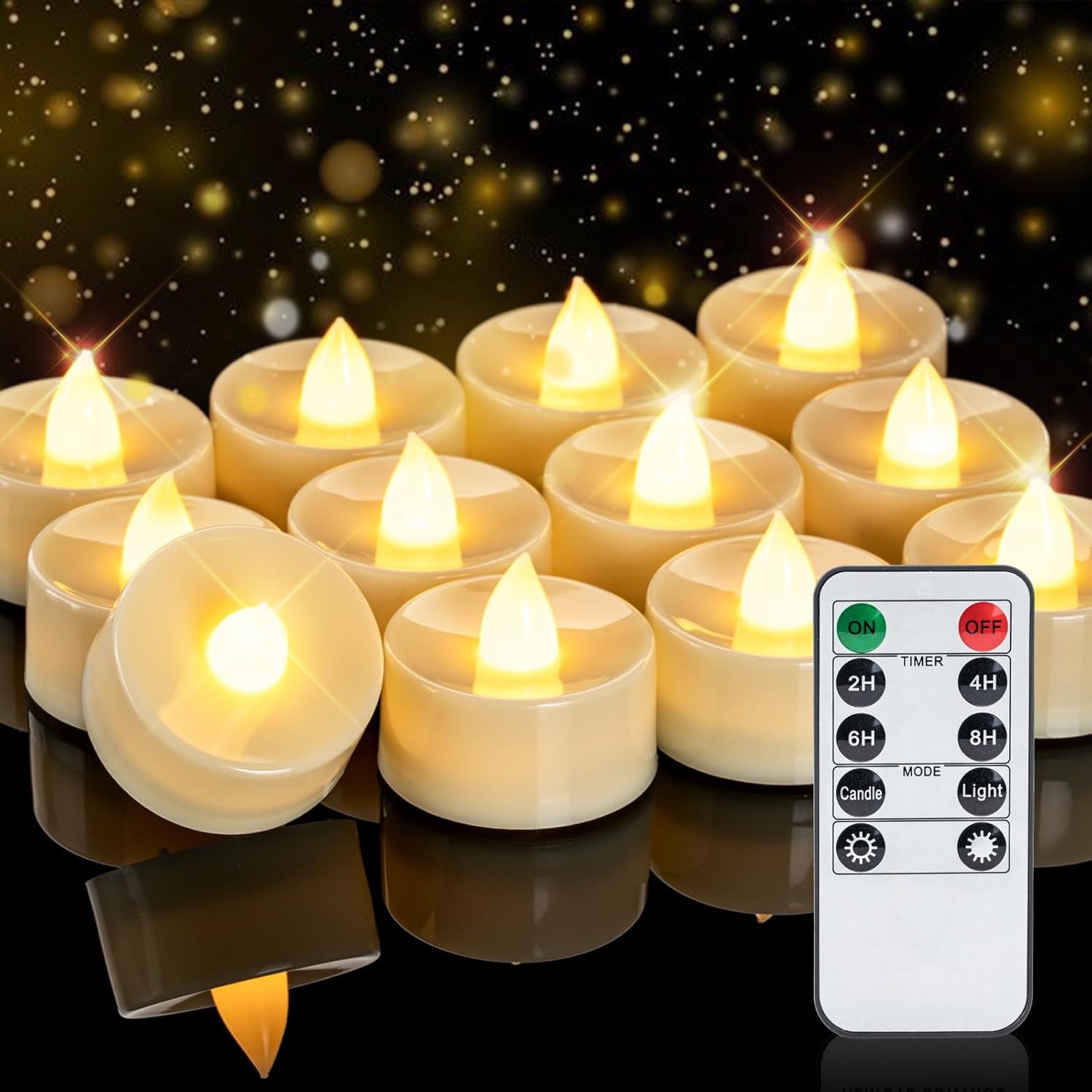 Homemory 12pcs Remote Candles, Timer Candles, 400+Hours Flickering Flameless Bat...