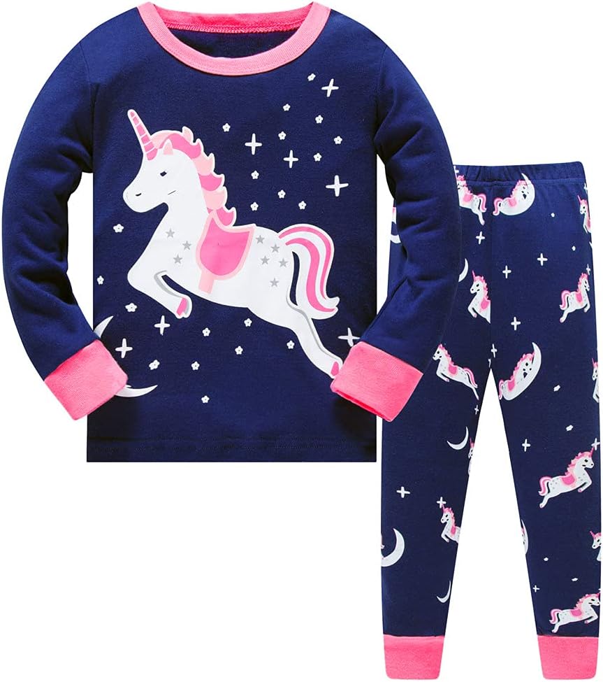 LitBud Girls Pajamas Unicorn,Sleepwears 2pcs Long Sleeves Pjs Nightwear Tops + P...