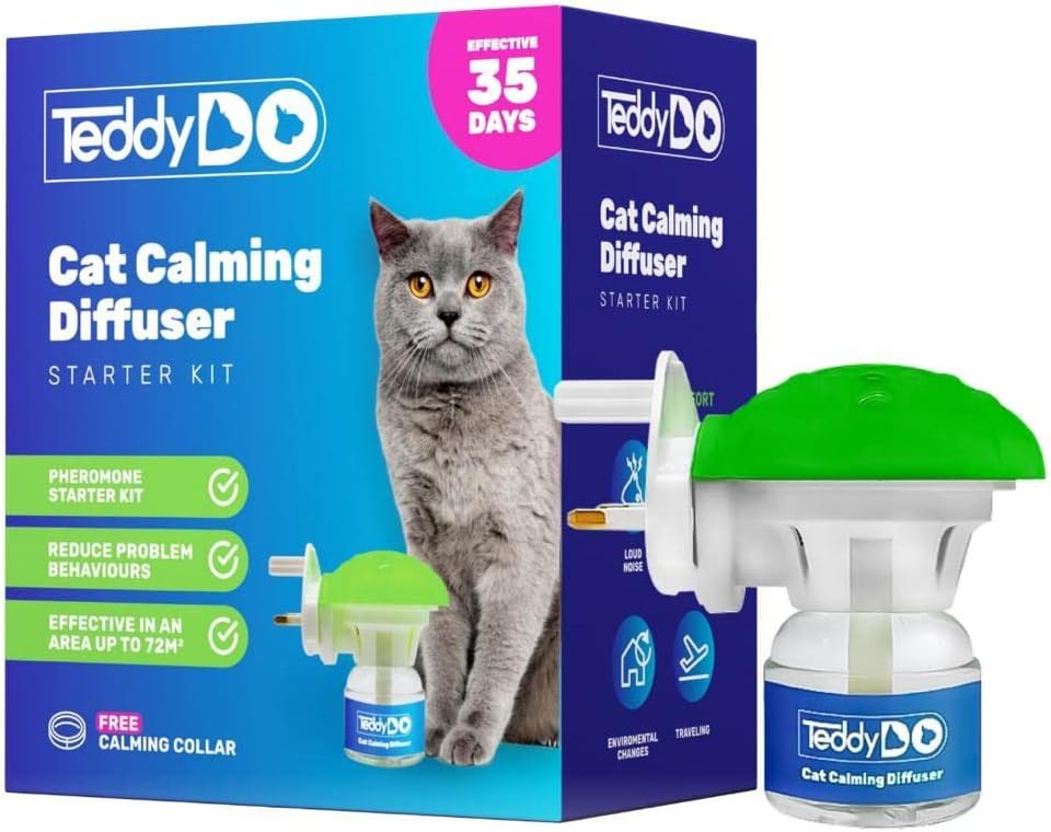 TeddyDo Calming Diffuser for Cats | UK Plug In |Days Starter Kit | Free Calming...