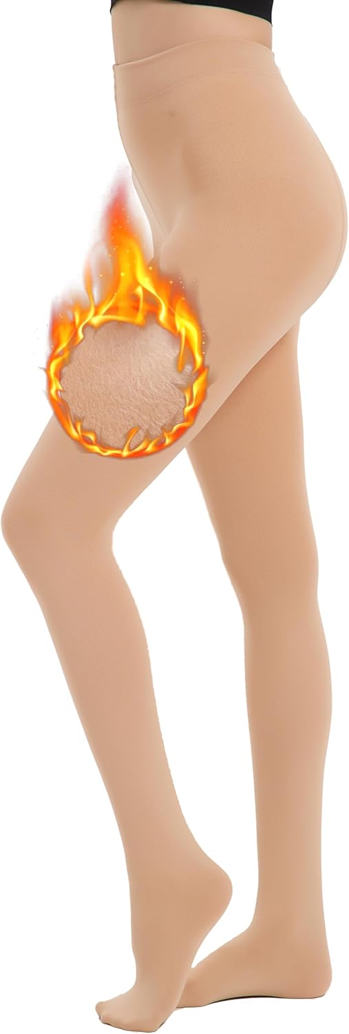 Fleece Lined Tights for Women, Warm Thermal Opaque Leggings, Winter Soft Thick P...