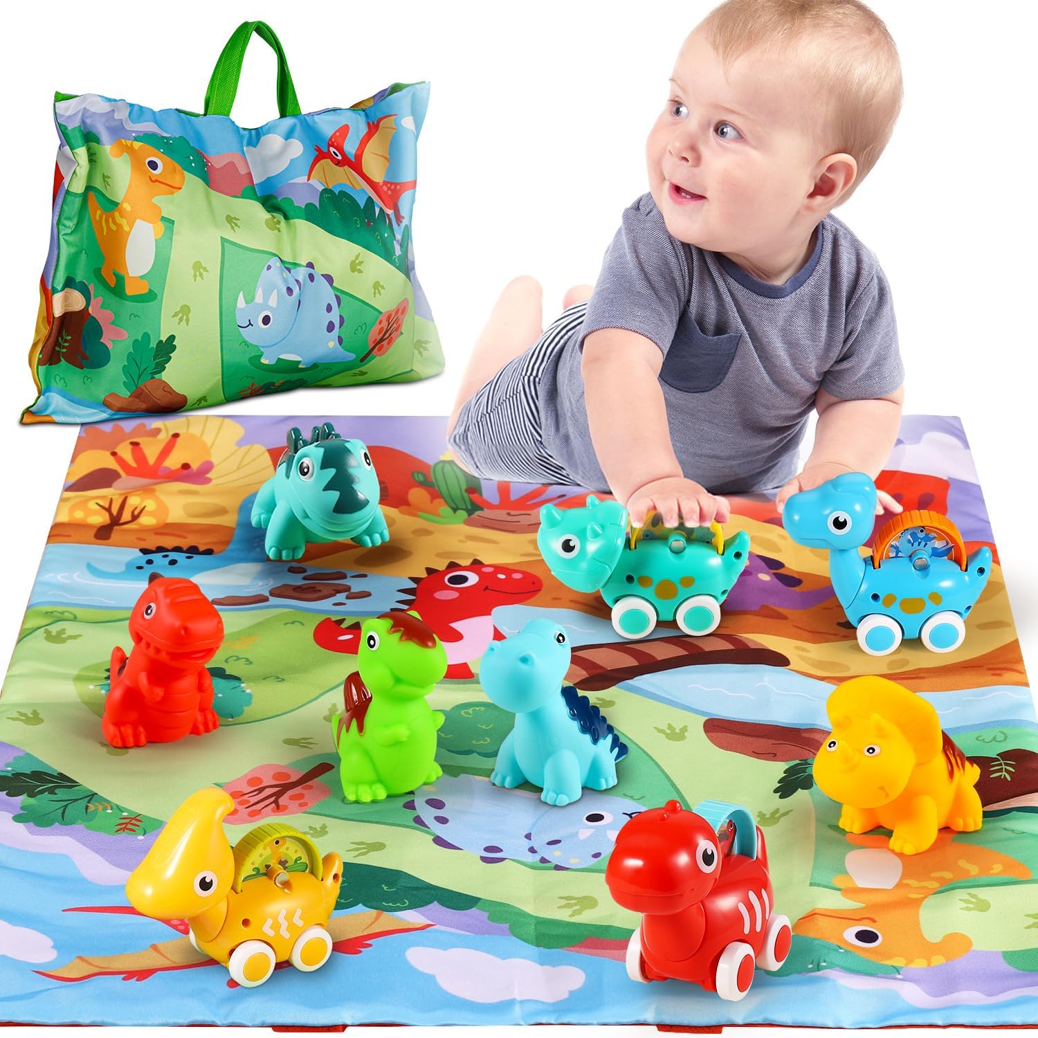 ALASOU 9 PCS Dinosaur Fantastic Creatures Toys with Playmat/Storage Bag|Baby Car...